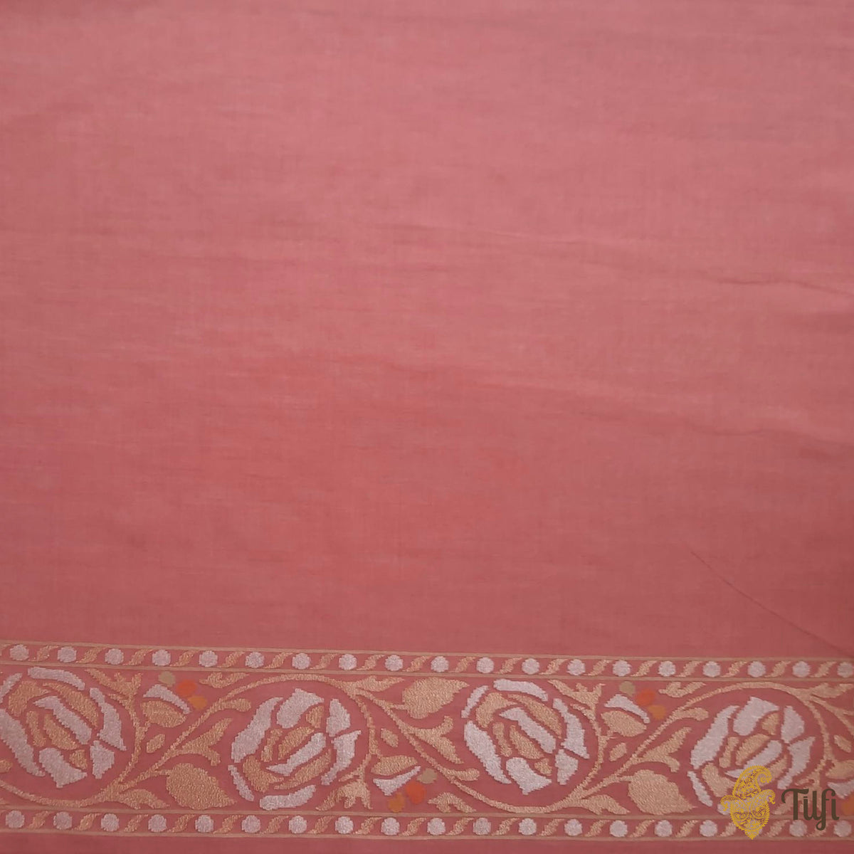 Old Rose Pink Pure Cotton Jamdani Real Zari Banarasi Handloom Saree
