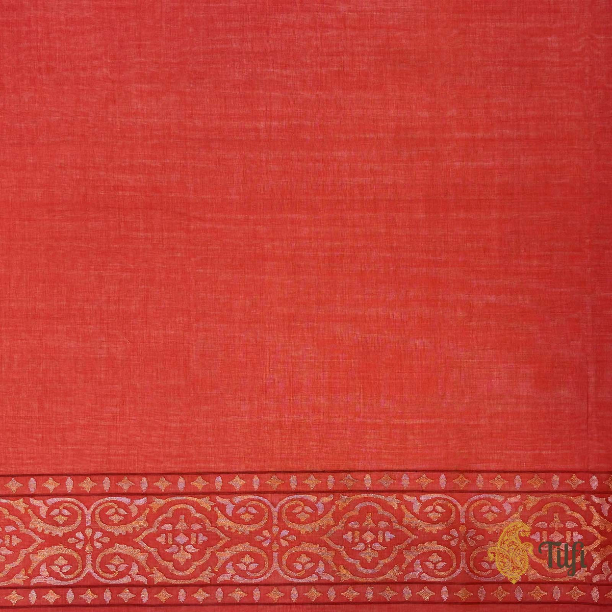 Red Pure Cotton Jamdani Real Zari Banarasi Handloom Saree