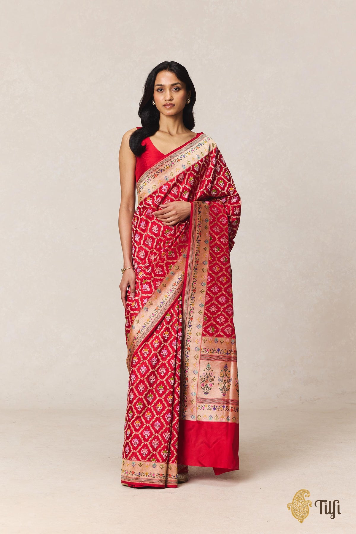 Red Pure Katan Silk Real Zari Banarasi Handloom Saree
