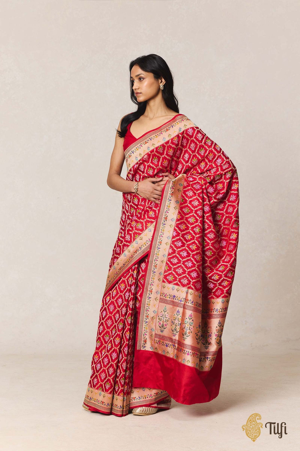 Red Pure Katan Silk Real Zari Banarasi Handloom Saree