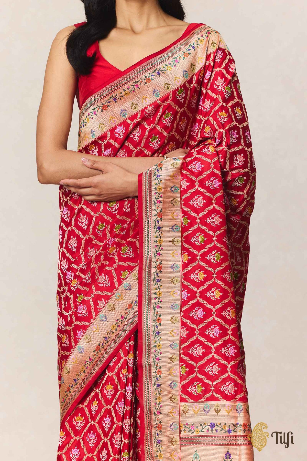 Red Pure Katan Silk Real Zari Banarasi Handloom Saree