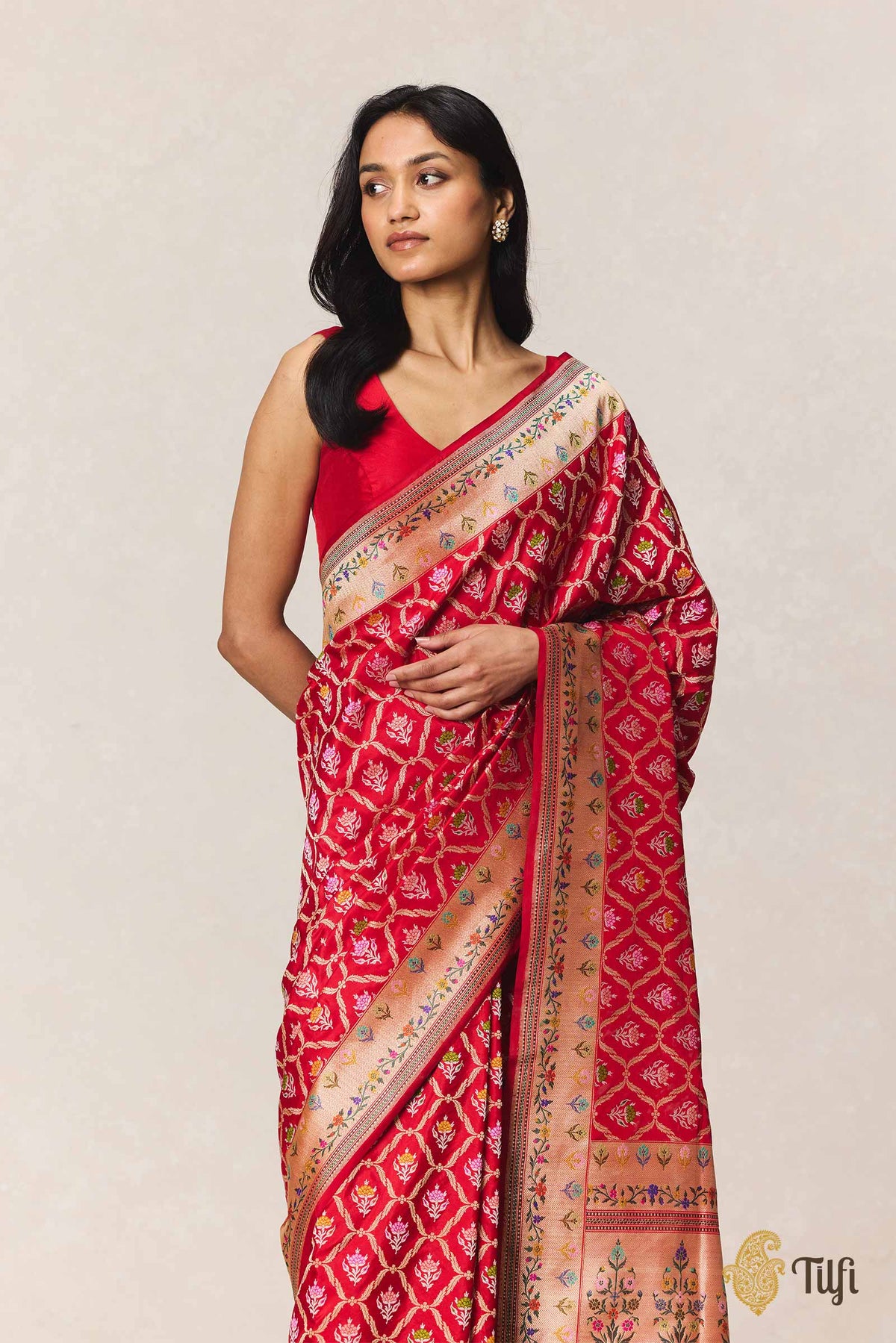 Red Pure Katan Silk Real Zari Banarasi Handloom Saree