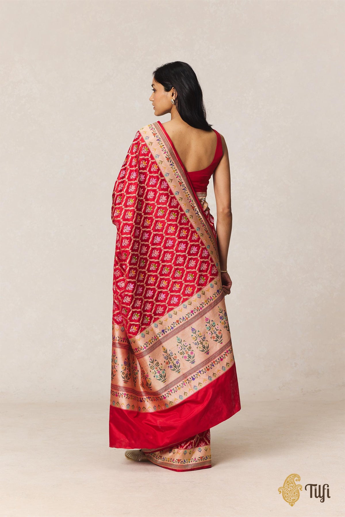 Red Pure Katan Silk Real Zari Banarasi Handloom Saree