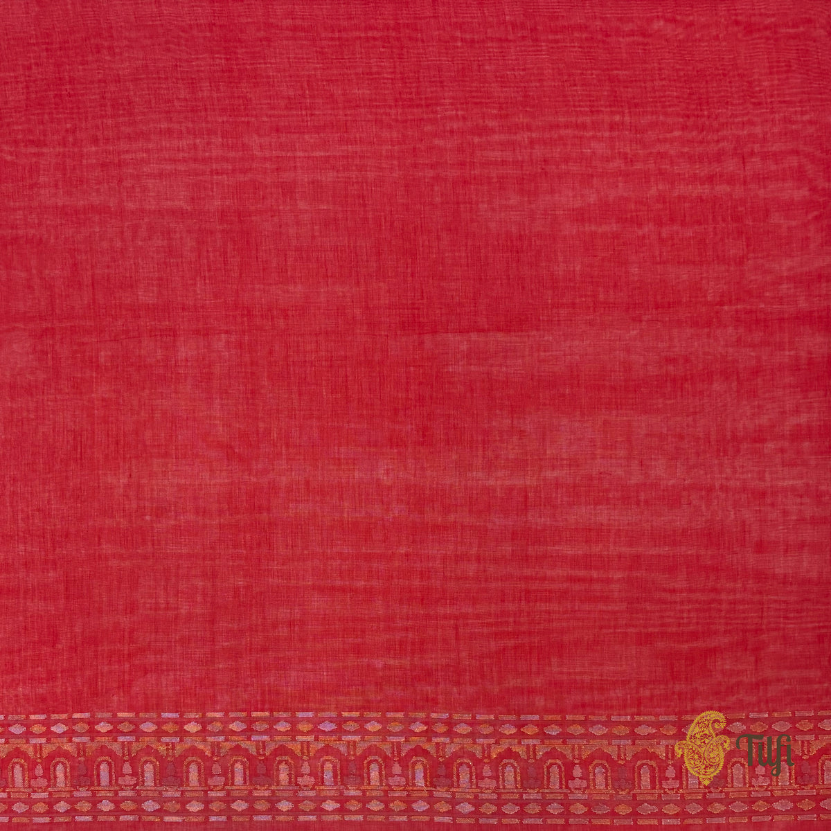'Chhaya' Red Pure Cotton Jamdani Real Zari Banarasi Handloom Saree