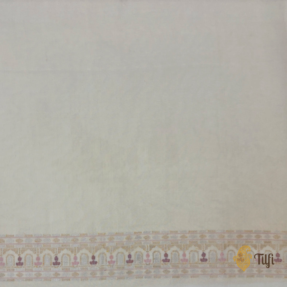 'Chhaya' Beige Pure Cotton Jamdani Real Zari Banarasi Handloom Saree