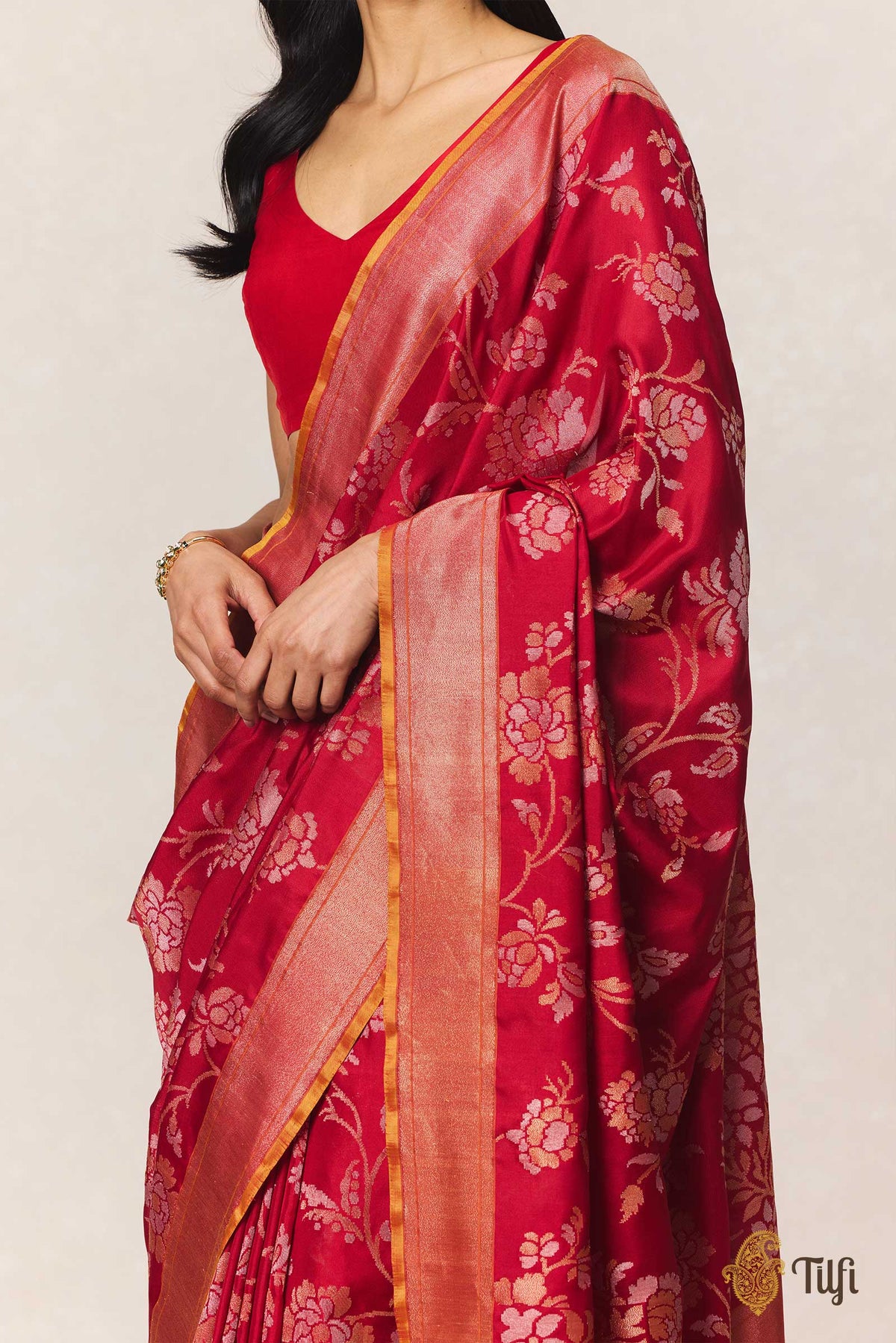 Pre-Order: Maroon Pure Katan Silk Ektara Real Zari Banarasi Handloom Saree