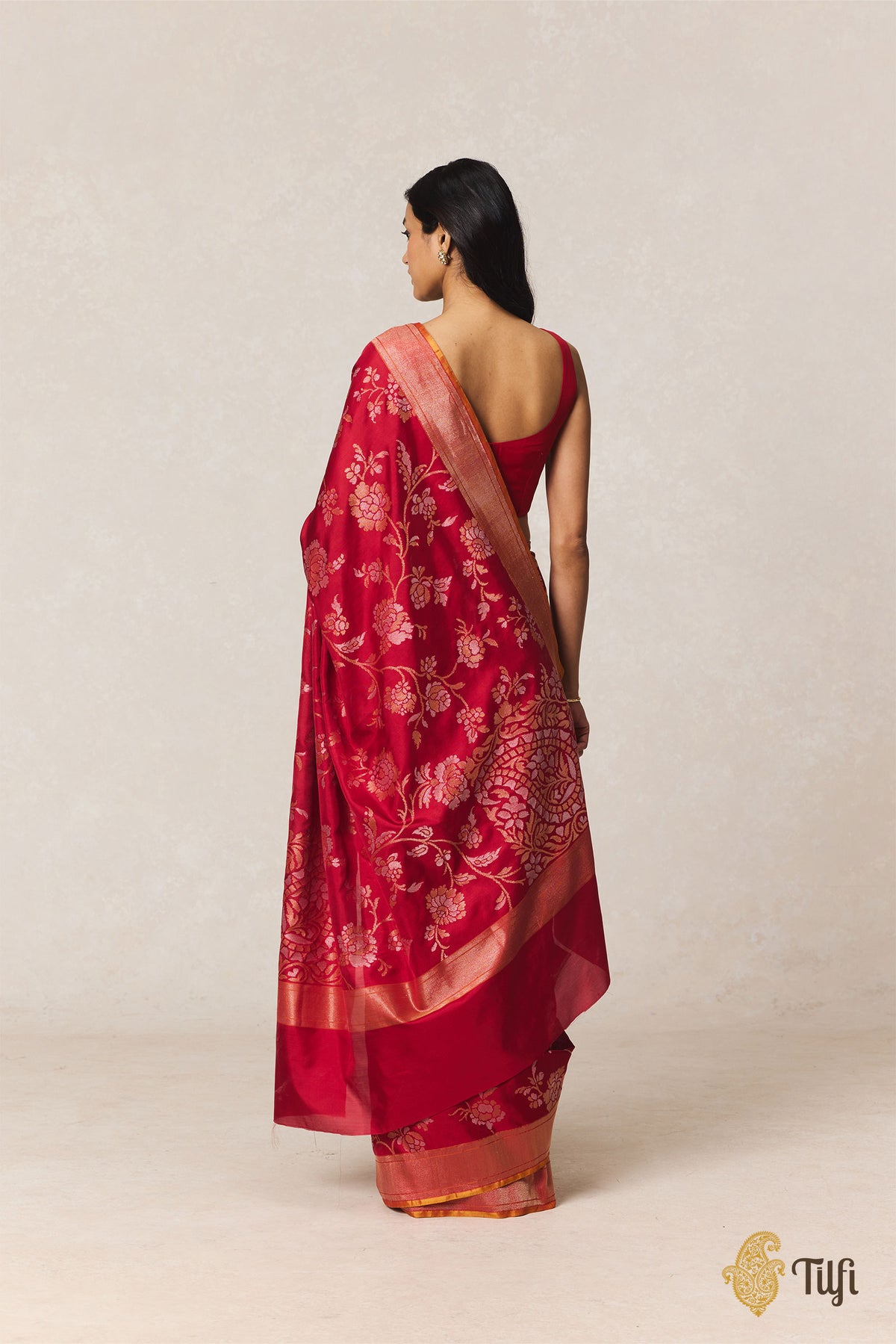 Pre-Order: Maroon Pure Katan Silk Ektara Real Zari Banarasi Handloom Saree