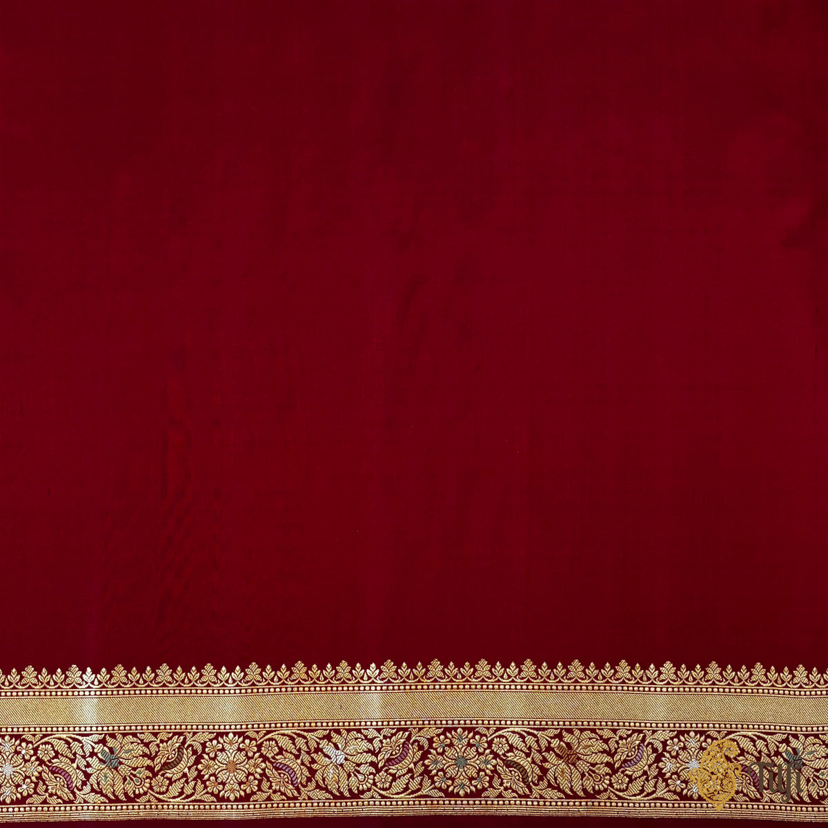 Maroon Real Zari Meena Jangla  Saree