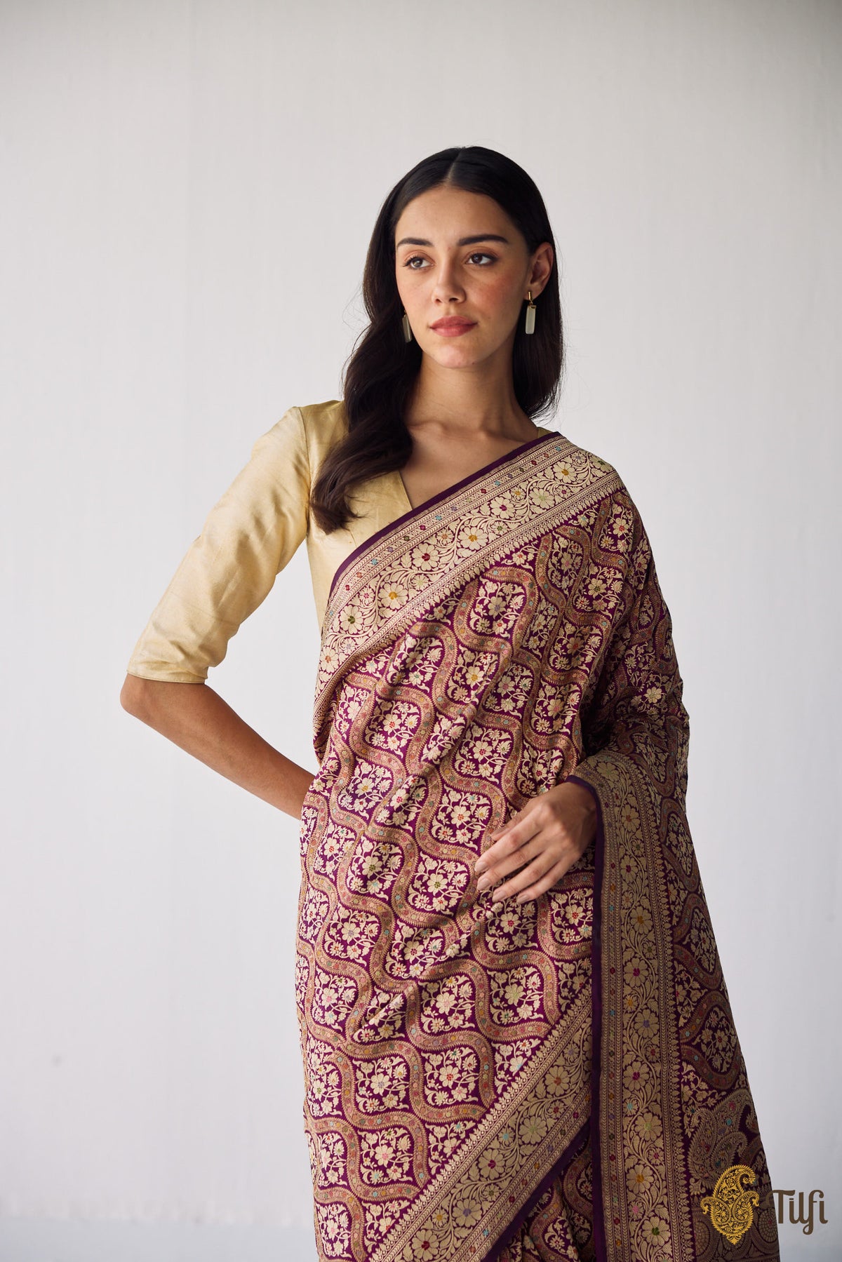 Pre-Order: 'Vidushi' Purple Pure Katan Silk Real Zari Handloom Saree