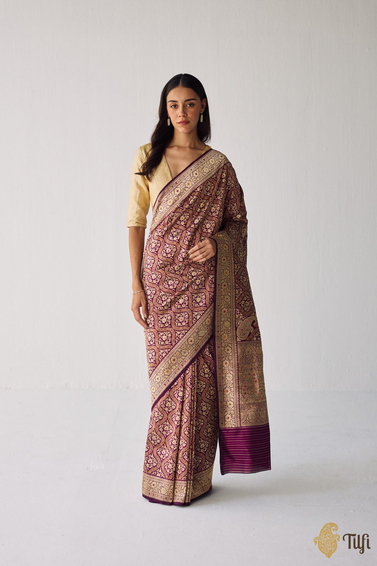 Pre-Order: 'Vidushi' Purple Pure Katan Silk Real Zari Handloom Saree