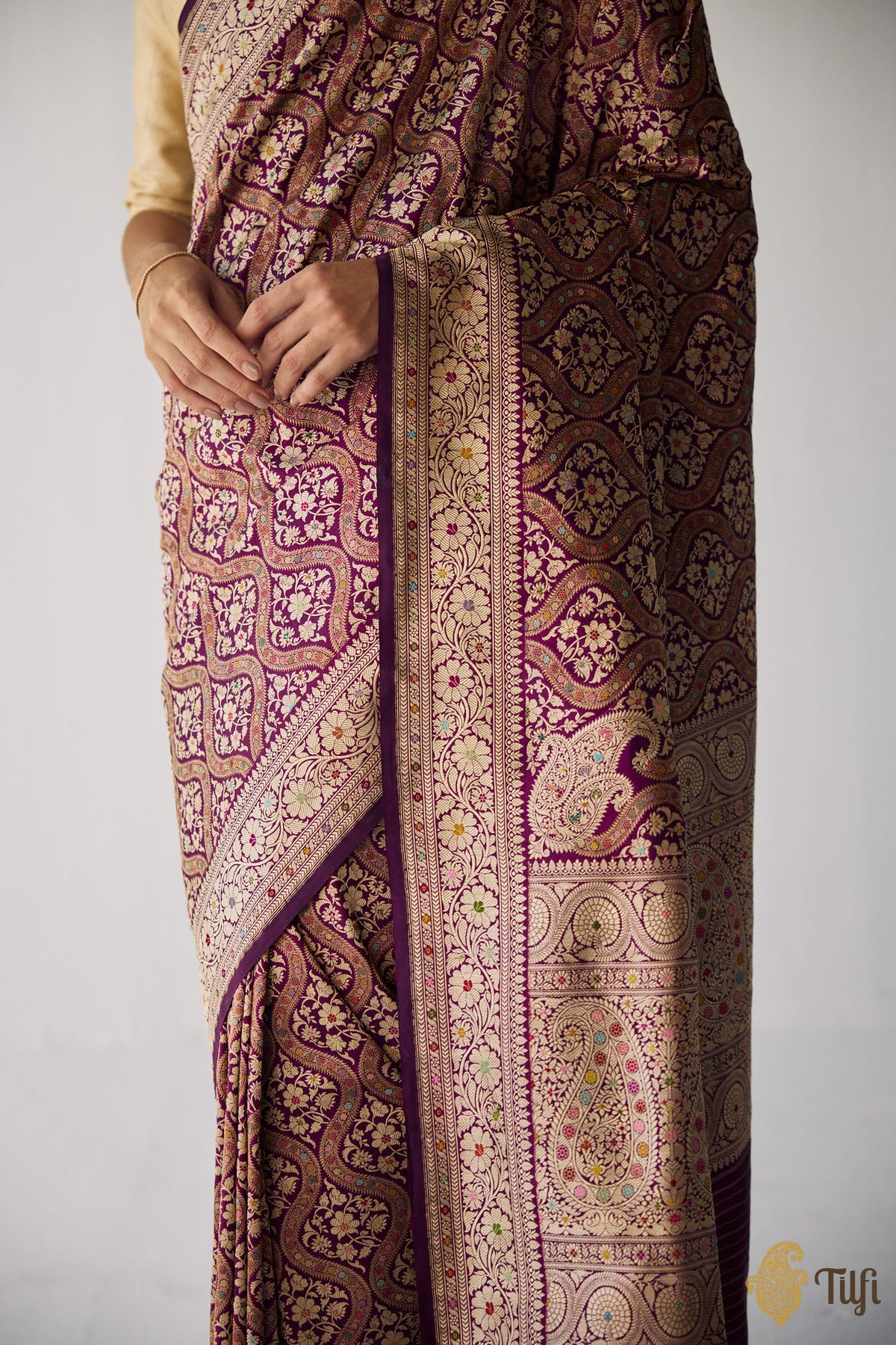 Pre-Order: 'Vidushi' Purple Pure Katan Silk Real Zari Handloom Saree
