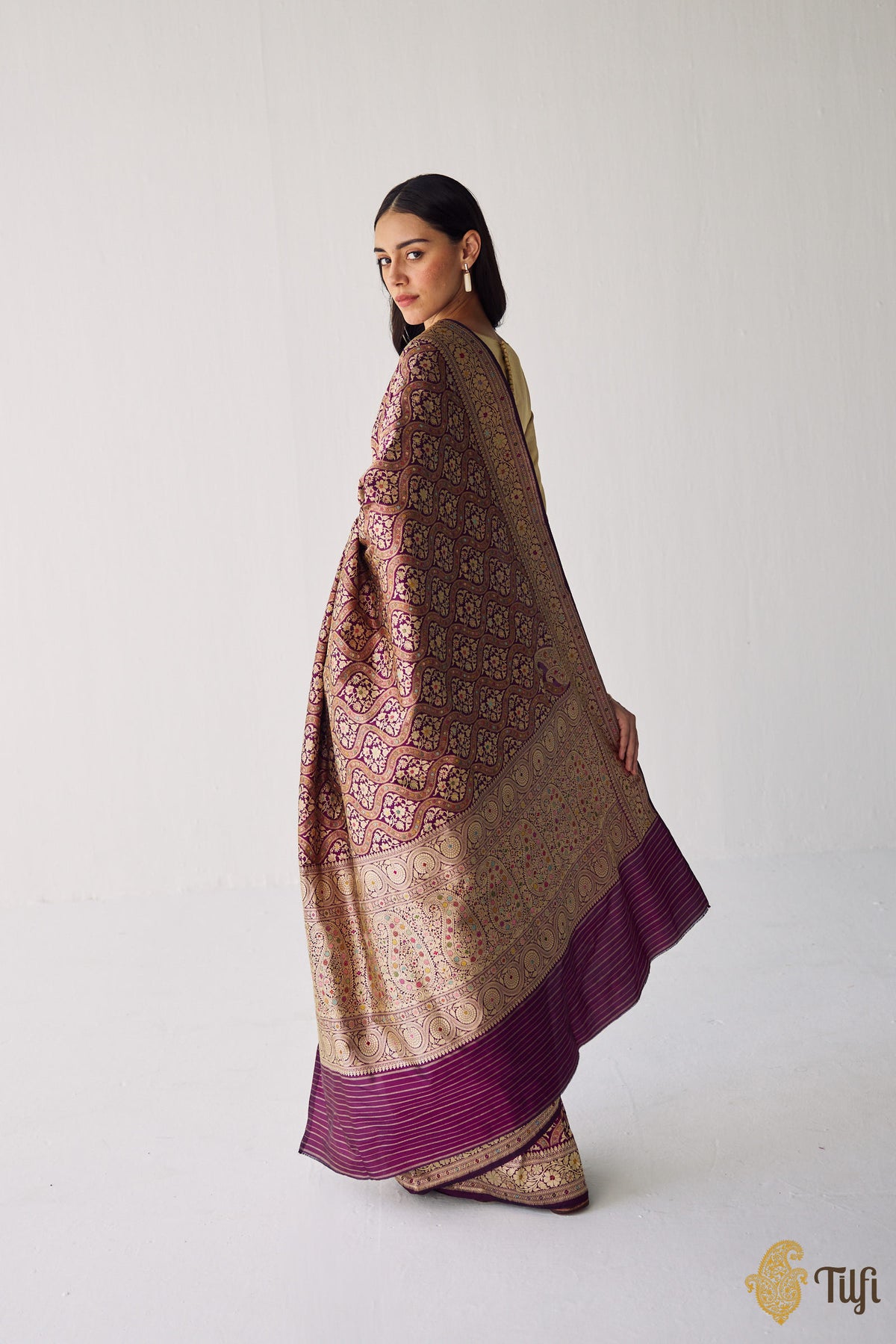 Pre-Order: 'Vidushi' Purple Pure Katan Silk Real Zari Handloom Saree