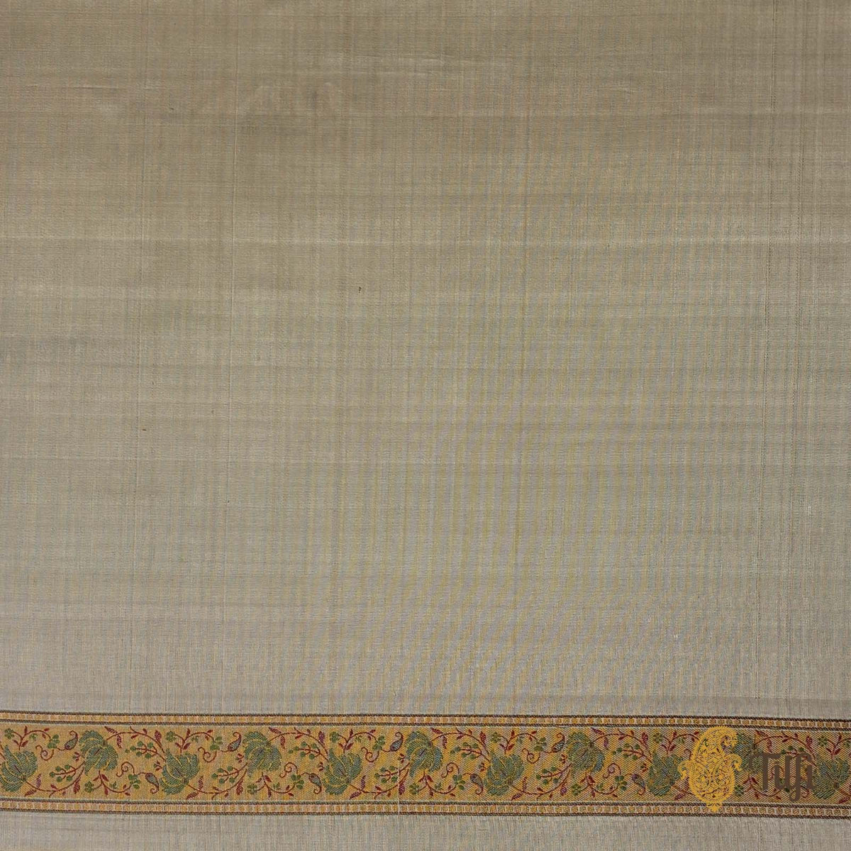 Beige Pure Soft Satin Silk Banarasi Handloom Jamawar Saree