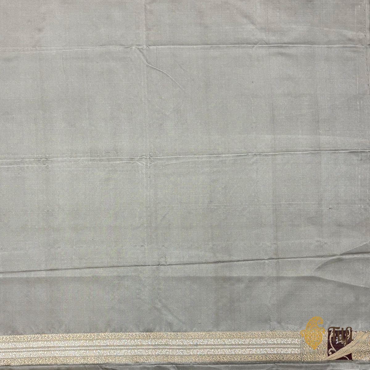 Pre-Order: 'Tillotama' Taupe-Grey Pure Satin Silk Banarasi Handloom Saree