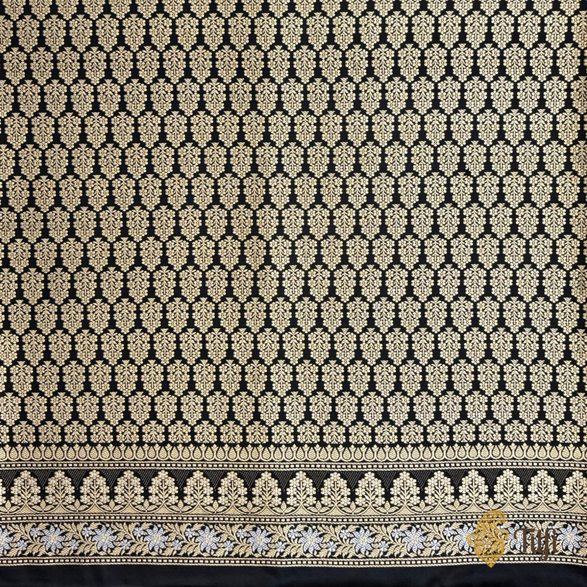 'Maya' Black Pure Soft Satin Silk Banarasi Handloom Saree