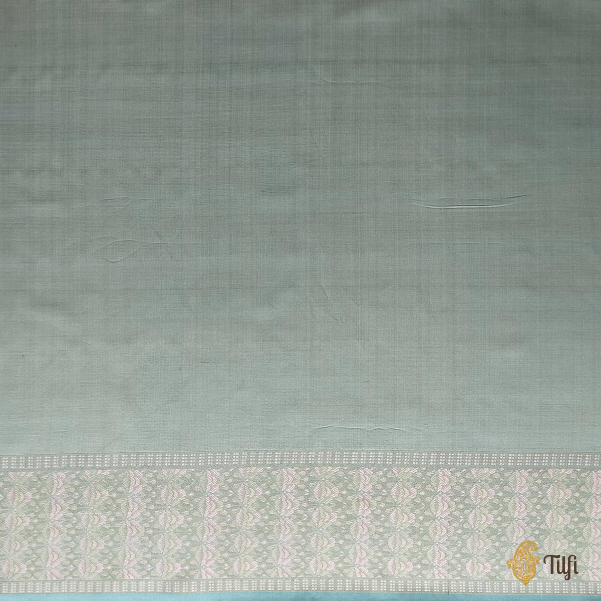 'Kaveri' Turquoise Blue Pure Soft Satin Silk Banarasi Handloom Saree