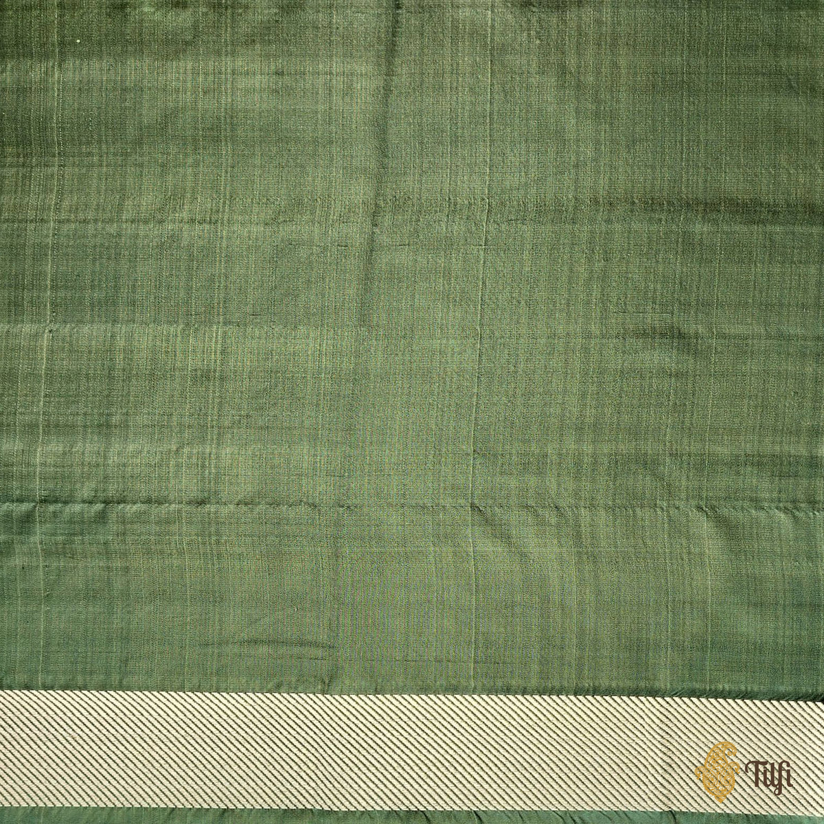 'Julia' Green Pure Satin Silk Banarasi Handloom Saree