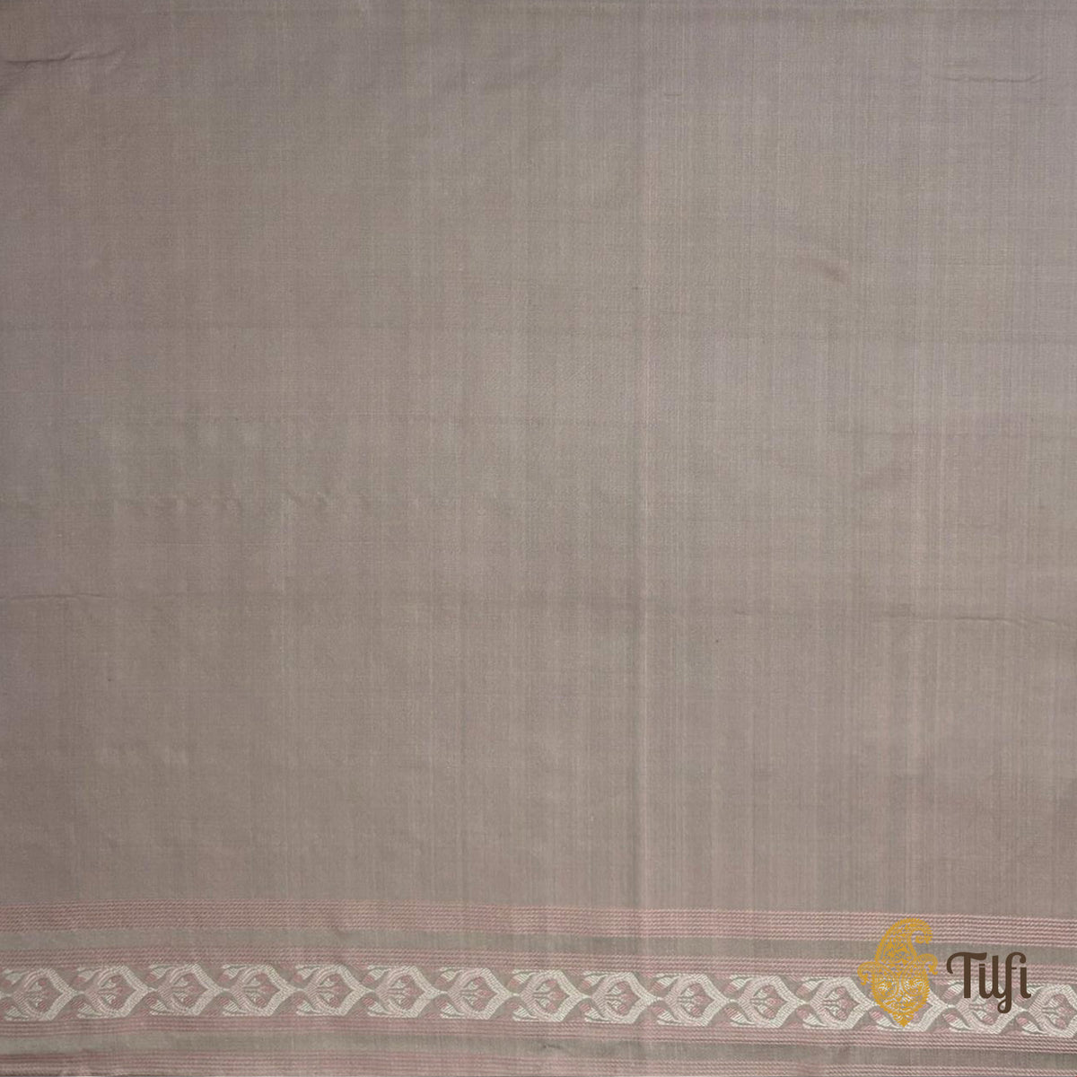 'Iris Reverie' Light Sage-Grey Pure Soft Satin Silk Banarasi Handloom Saree