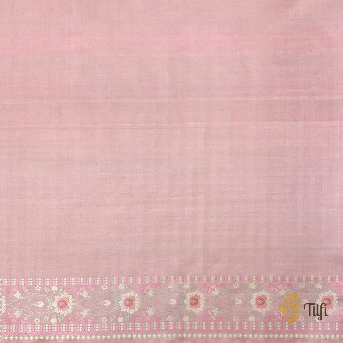 'Parijat' Rose Pink Pure Soft Satin Silk Banarasi Tanchoi Handloom Saree