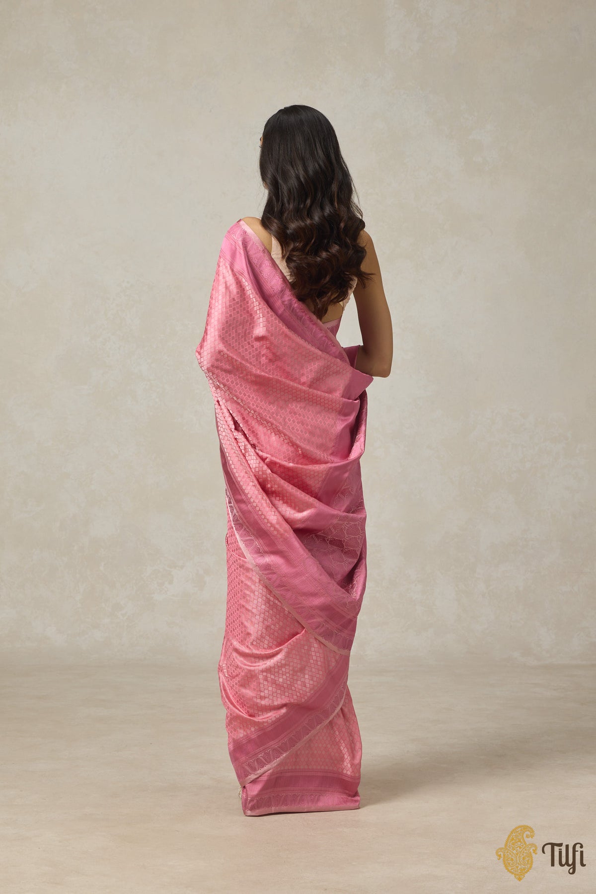 Flamingo Pink Pure Soft Satin Silk Banarasi Handloom Saree