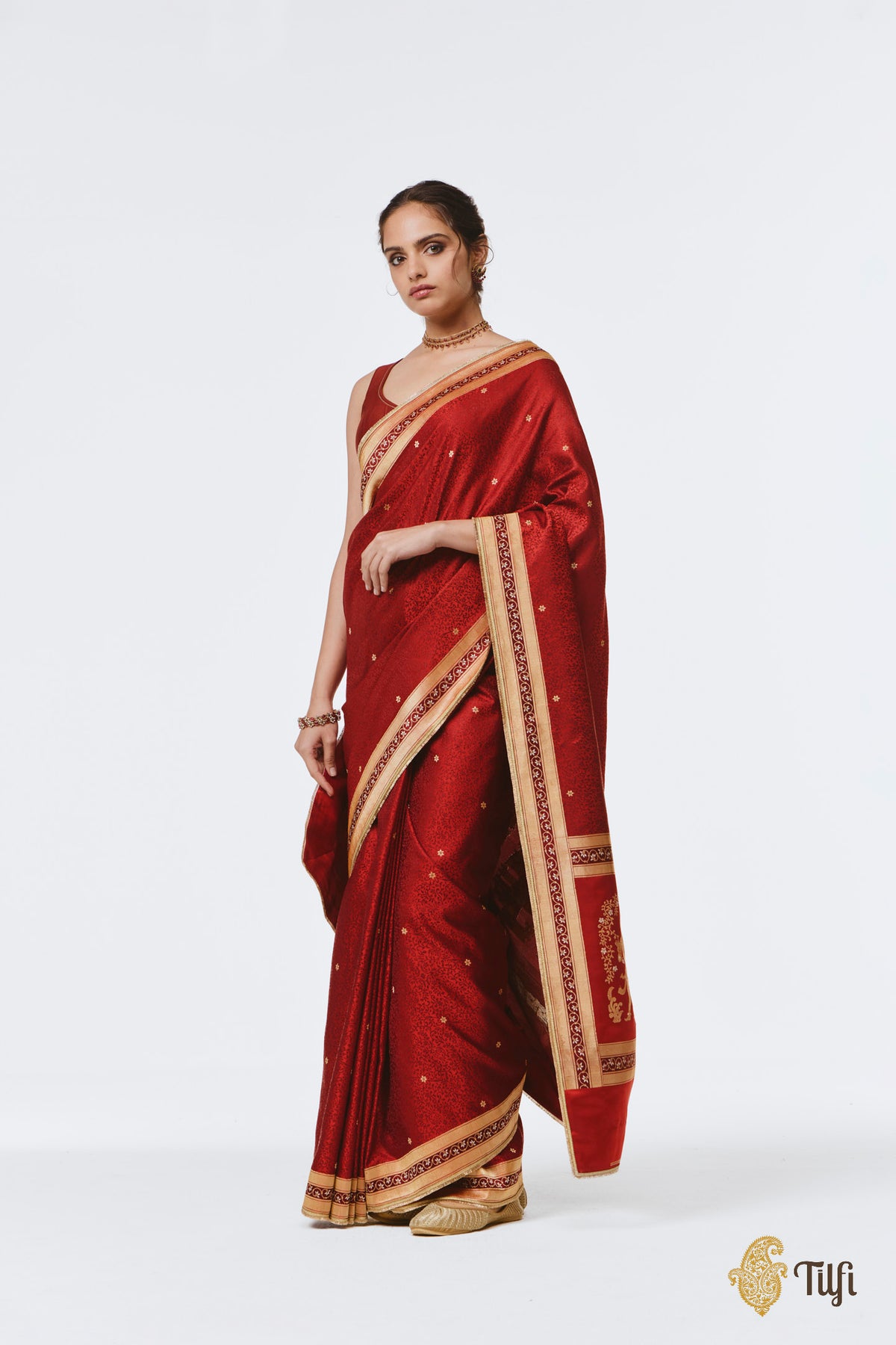 Pre-Order: 'Madanika' Red Pure Satin Silk Banarasi Handloom Saree