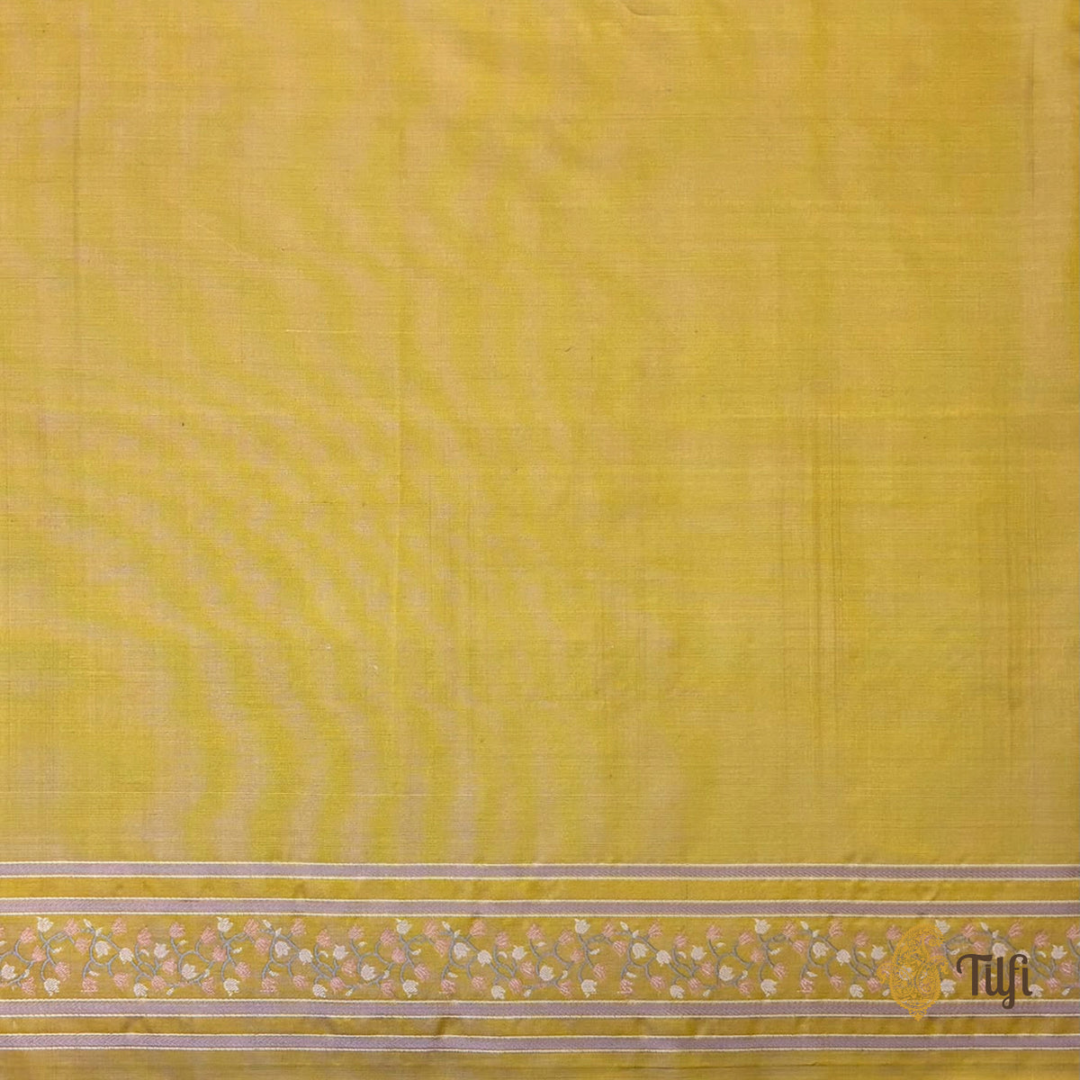 'First Bloom' Yellow Pure Soft Satin Silk Banarasi Handloom Saree