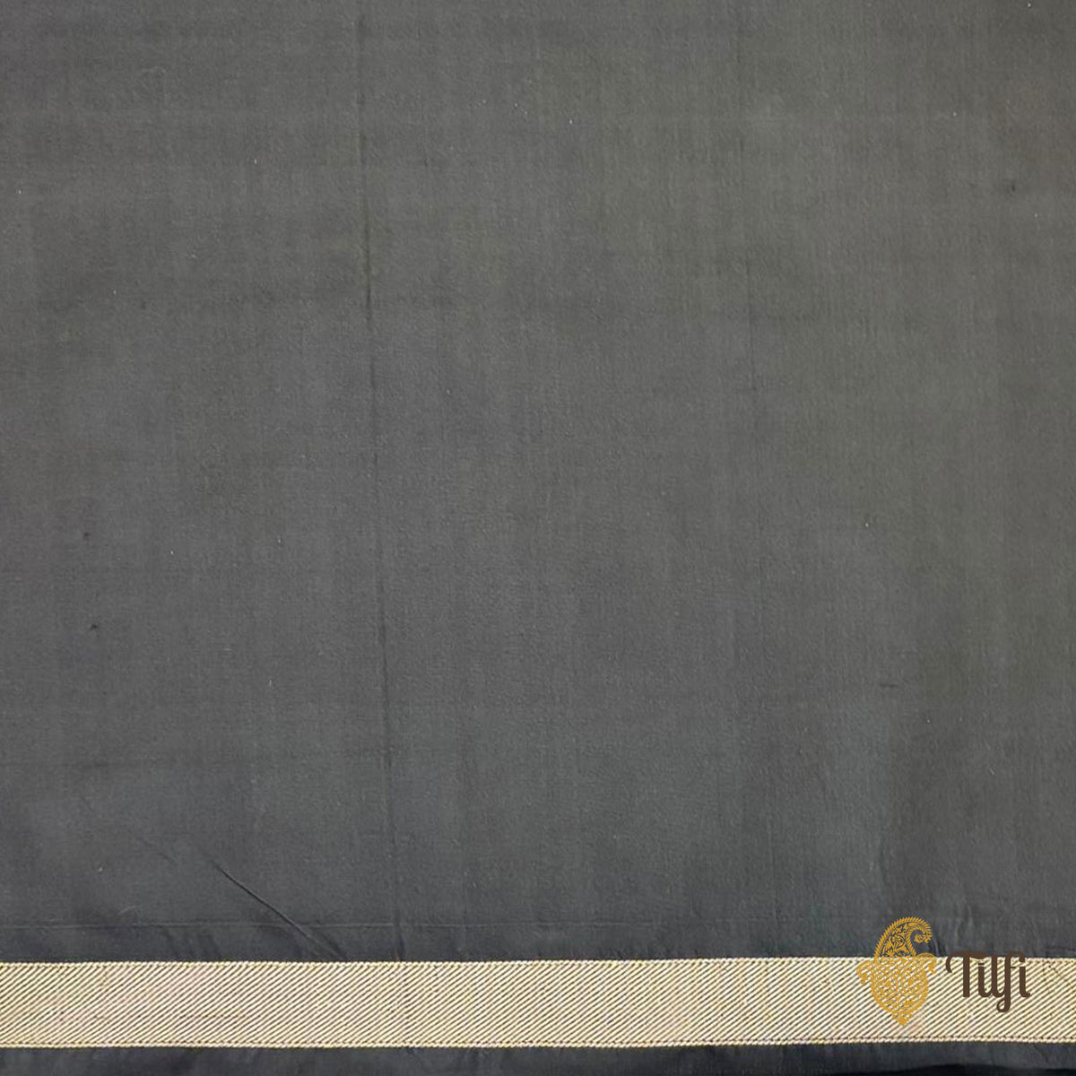 'Whispers of the Wild' Black Pure Soft Satin Tissue Tanchoi Saree