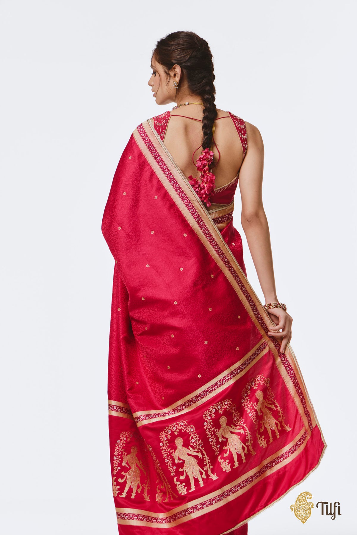 Pre-Order: 'Madanika' Rani Pink Pure Satin Silk Banarasi Handloom Saree
