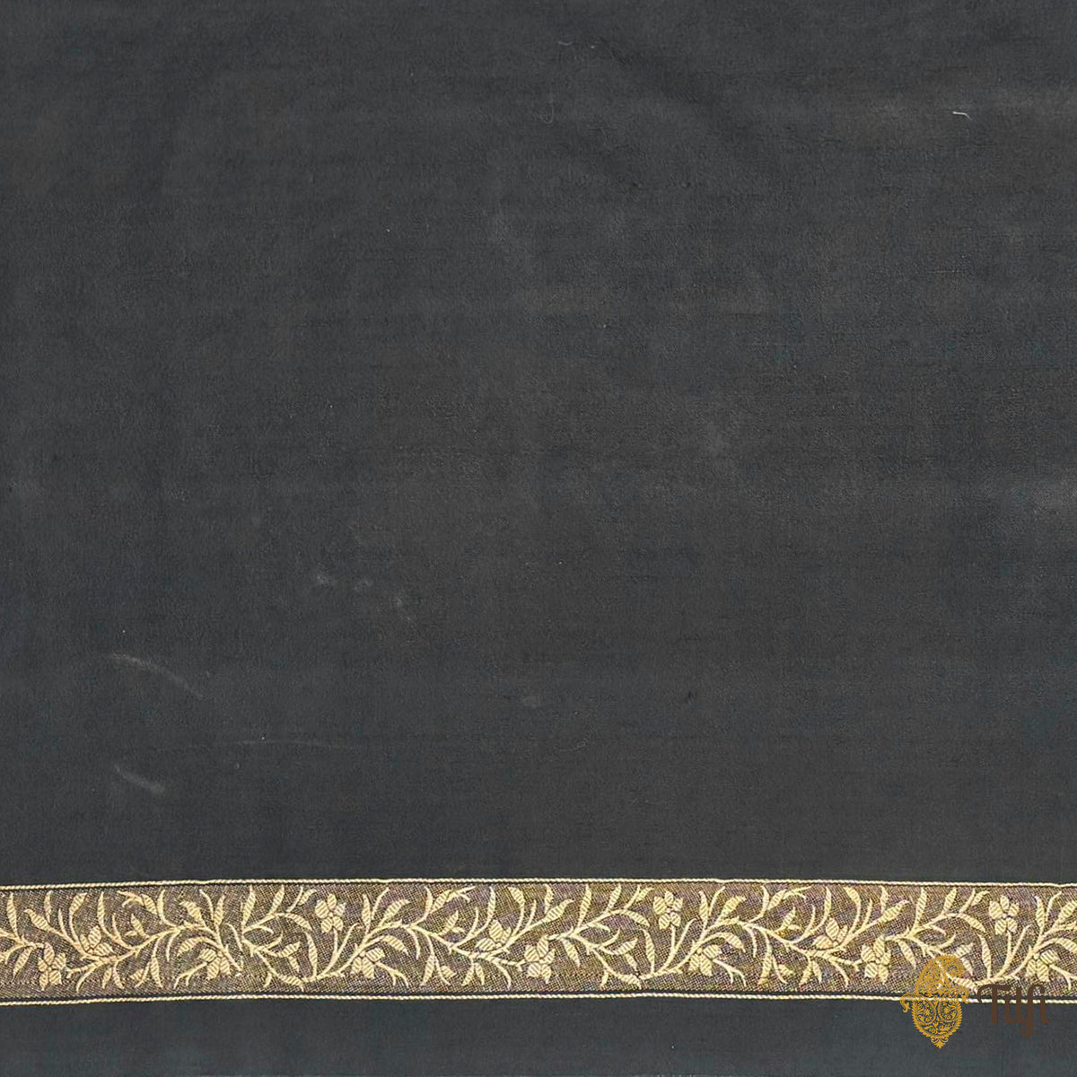 'Willow' Black Silk-Pashmina Wool Banarasi Handloom Saree