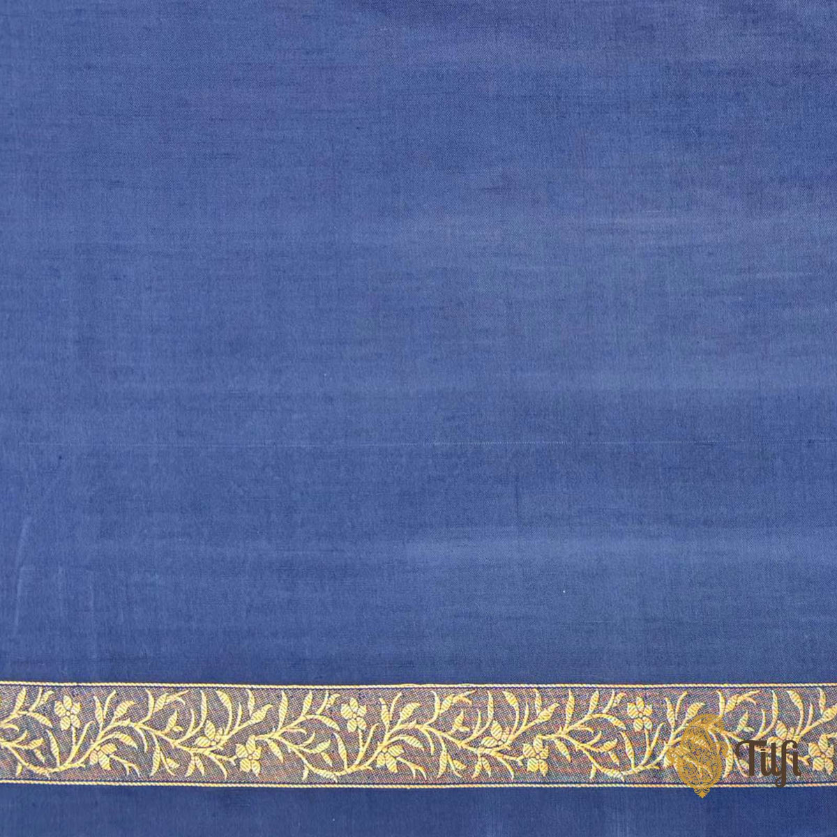 'Willow' Navy Blue Silk-Pashmina Wool Banarasi Handloom Saree
