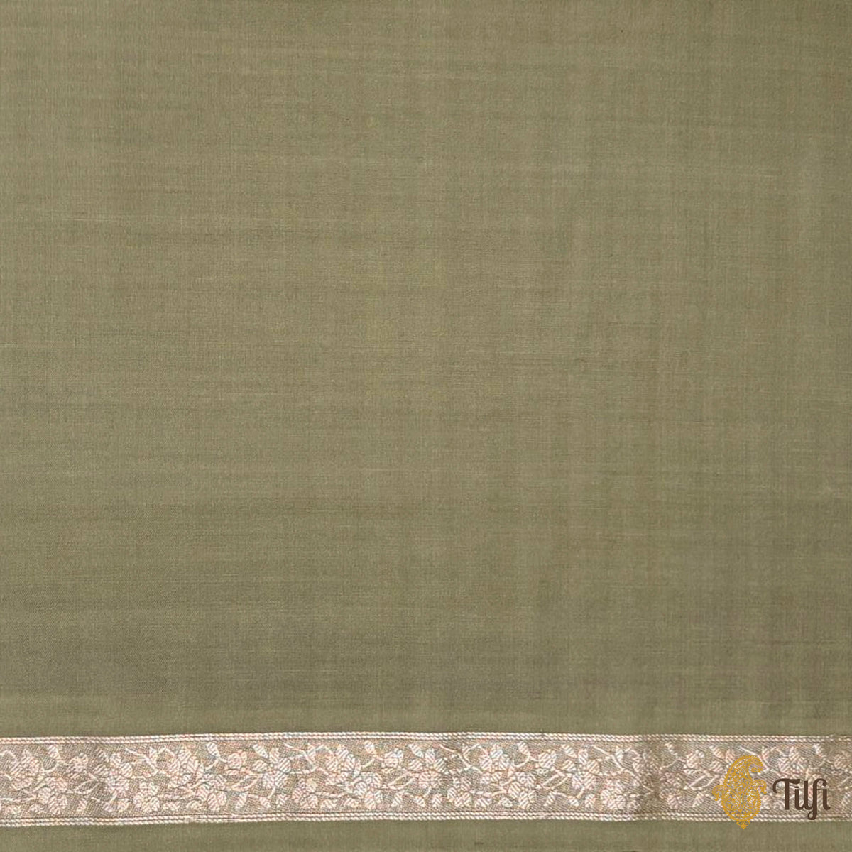 'Winter Song' Green Silk-Pashmina Wool Banarasi Handloom Saree