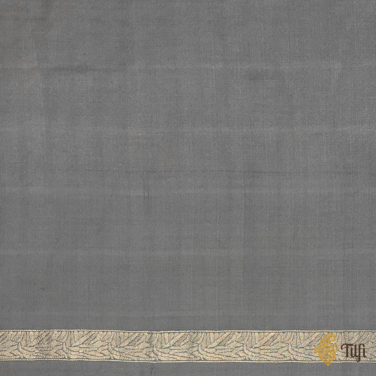 'Eden' Slate Grey Silk-Pashmina Wool Banarasi Handloom Saree