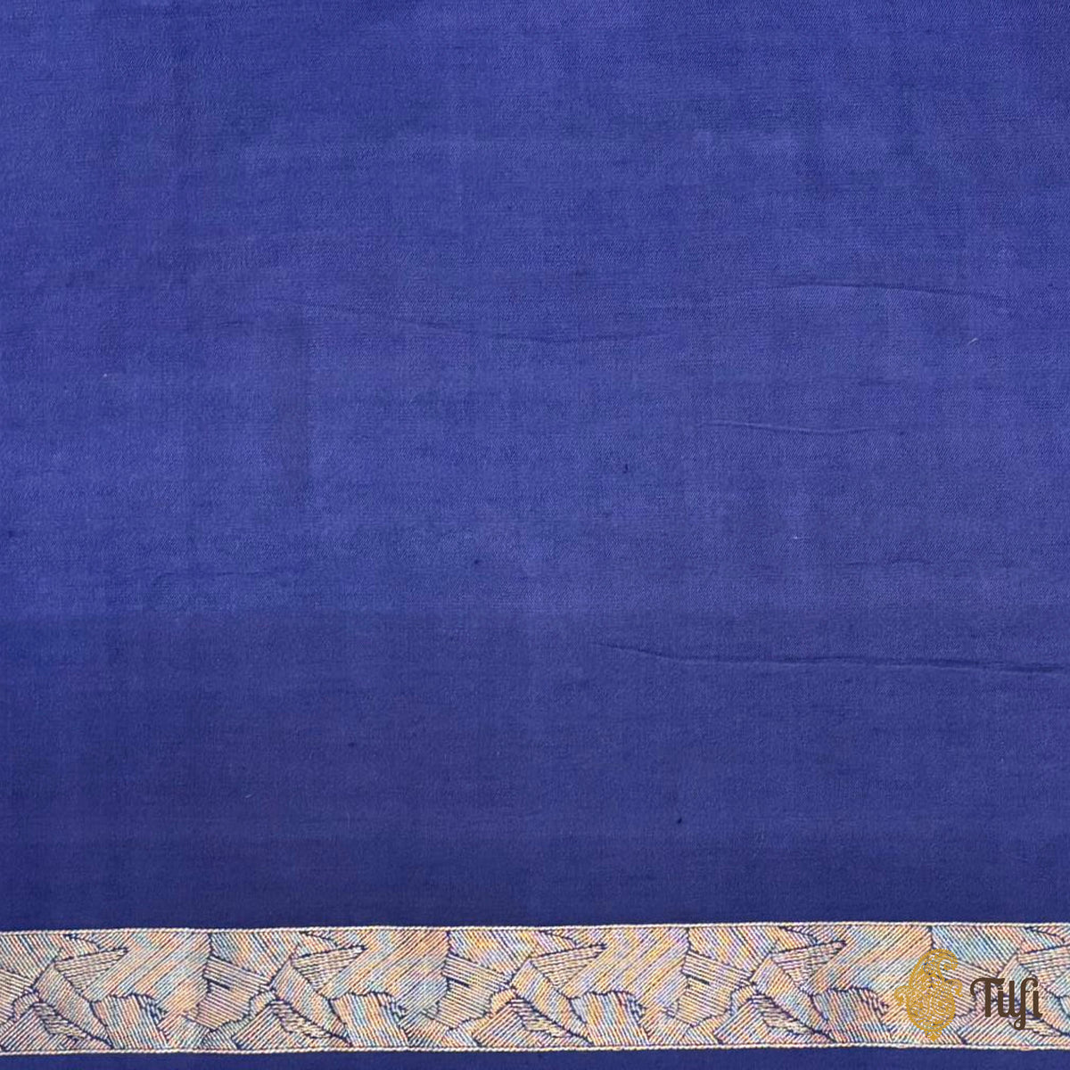 'FrostBorn' Navy Blue Silk-Pashmina Wool Banarasi Handloom Saree