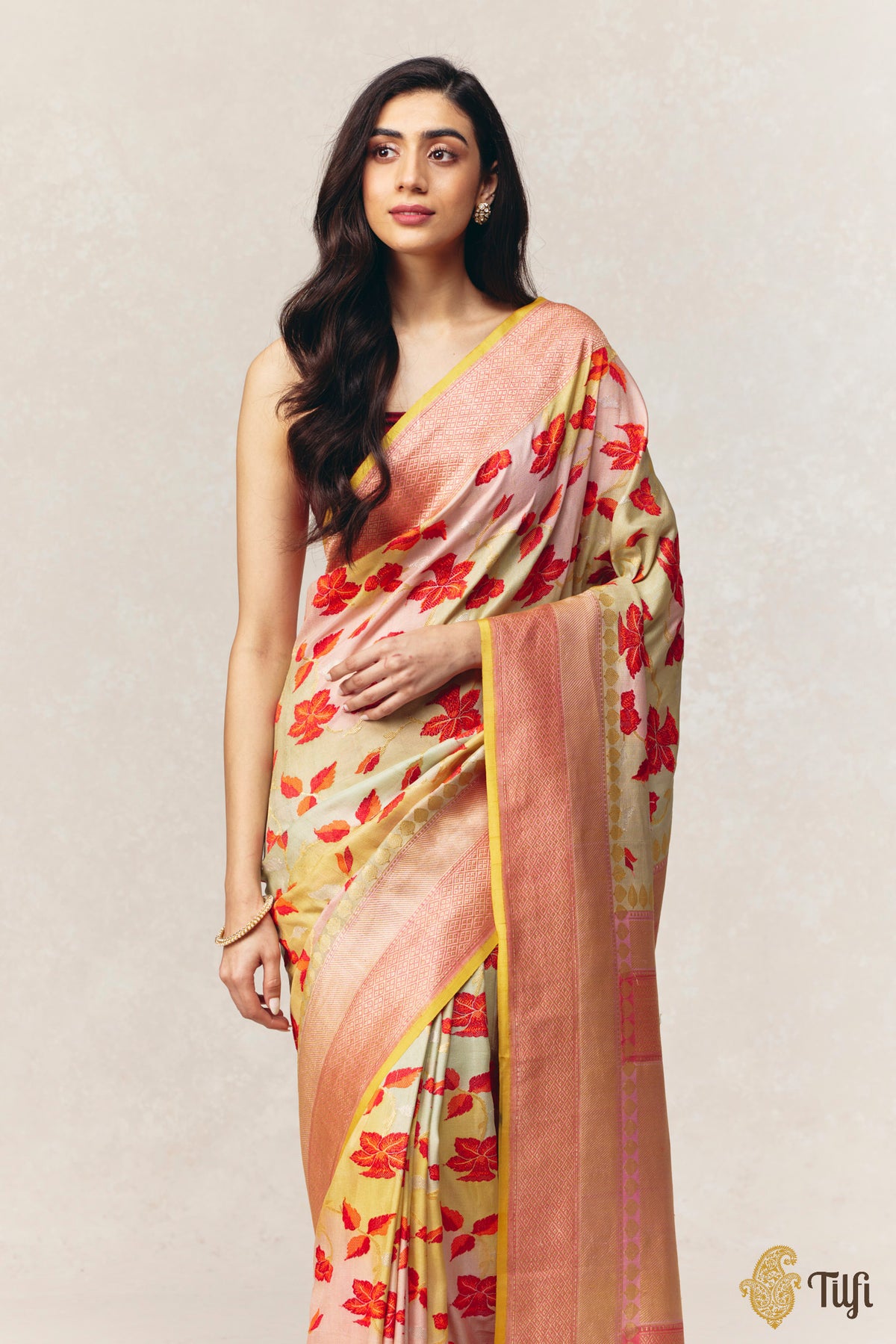 Pure Tussar Georgette Kadhua Jangla Saree