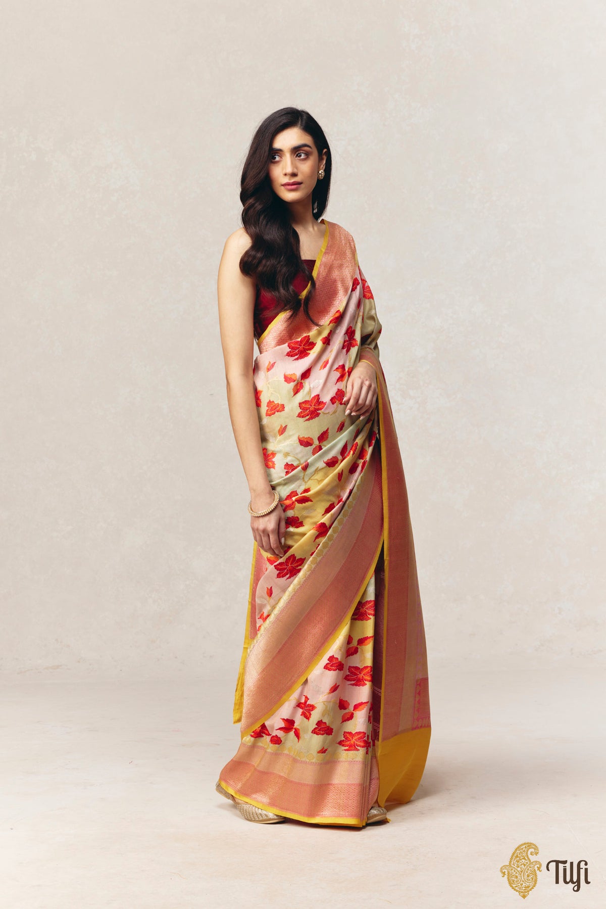 Pure Tussar Georgette Kadhua Jangla Saree