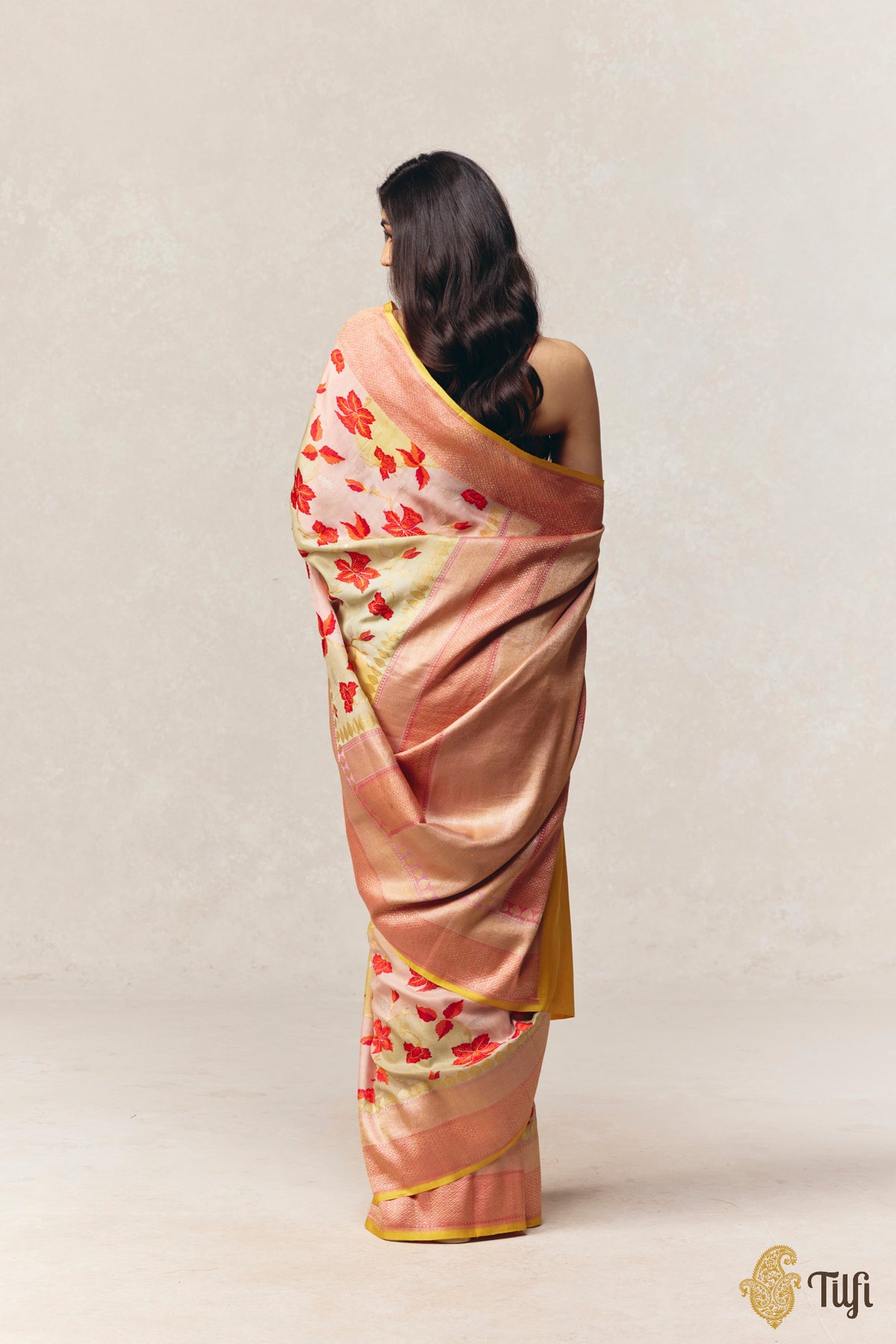 Pure Tussar Georgette Kadhua Jangla Saree