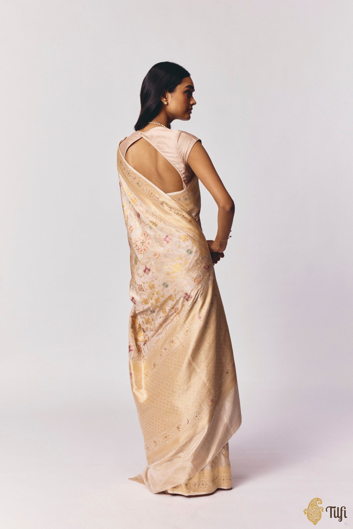 'Kausalya' Gold Pure Katan Silk Real Zari Tissue Banarasi Handloom Saree