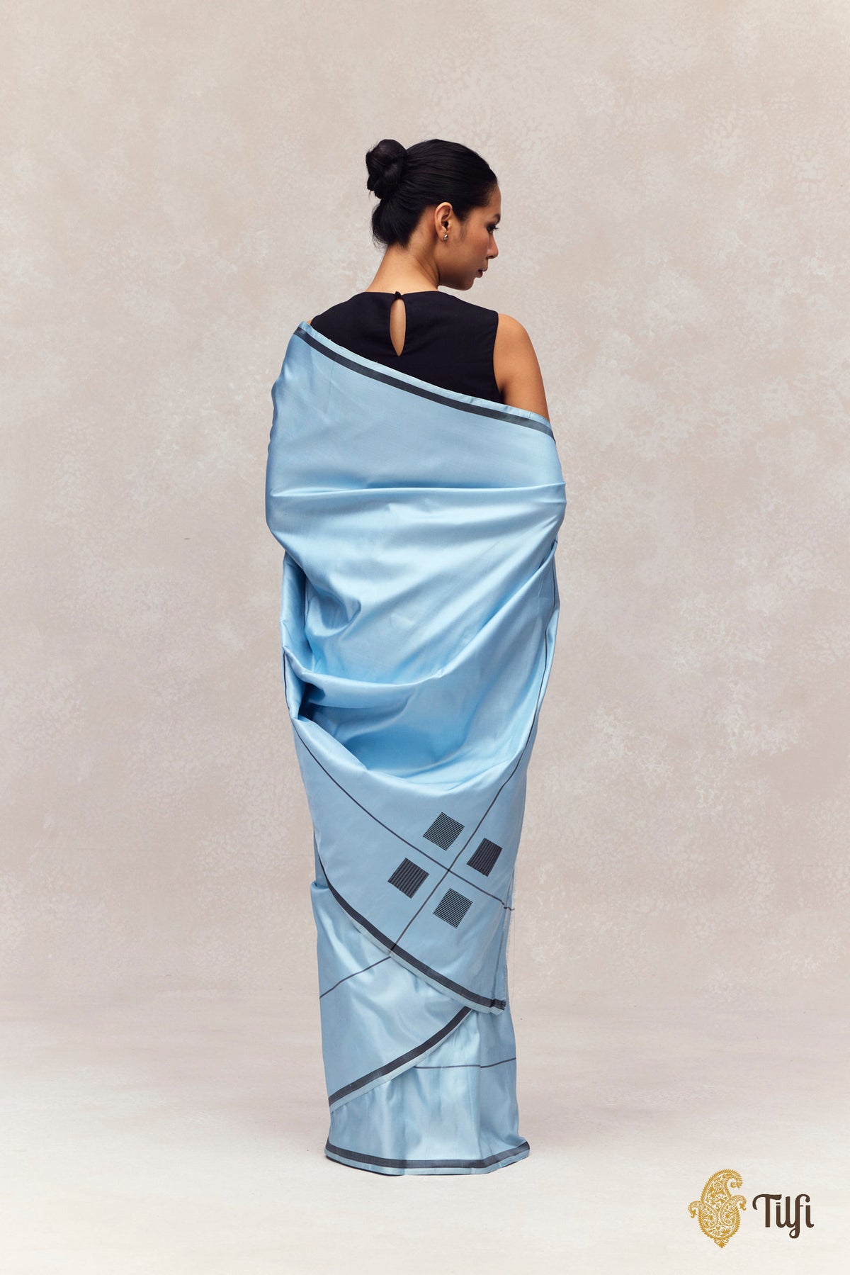 'Ballade' Light Blue Pure Silk Twill Banarasi Handloom Saree