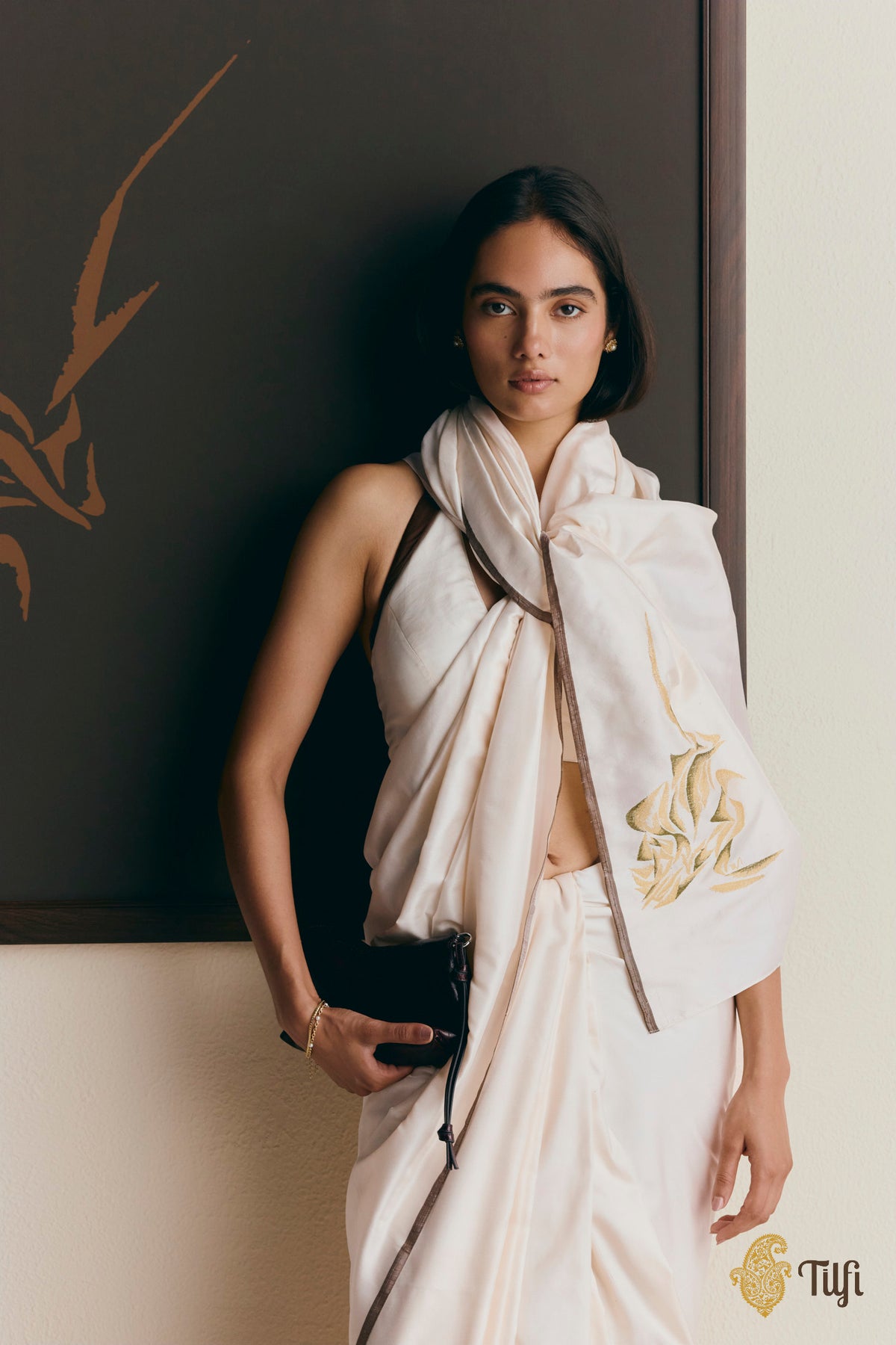 Pre-Order: 'Alice' Off White Pure Silk Twill Banarasi Handloom Saree