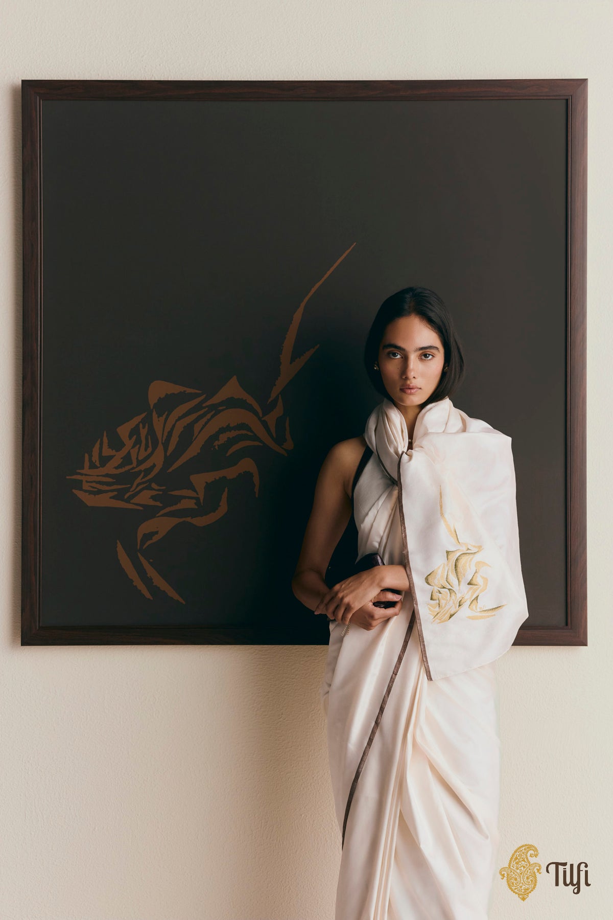 Pre-Order: 'Alice' Off White Pure Silk Twill Banarasi Handloom Saree