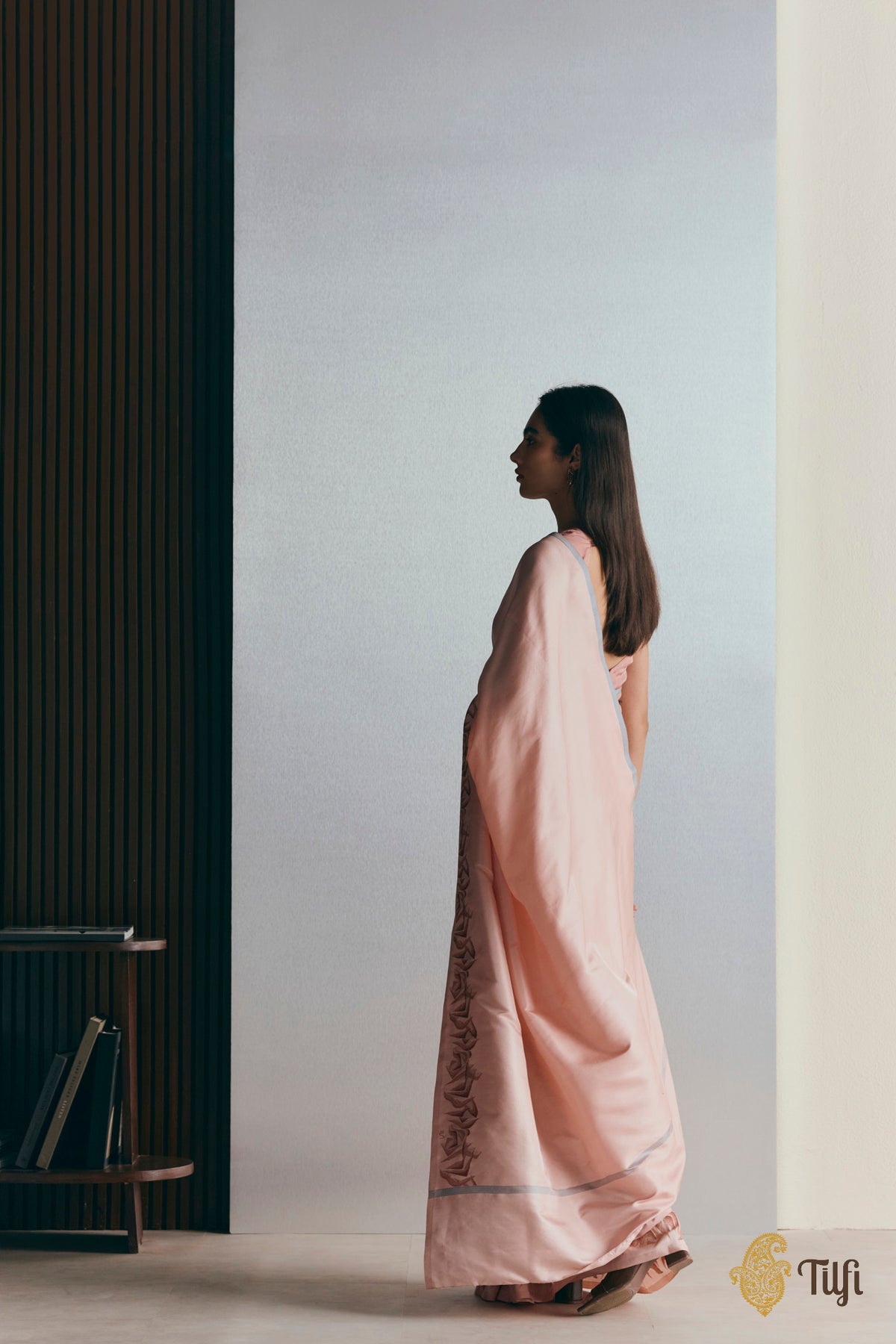 'Maria' Peach Pure Silk Twill Banarasi Handloom Saree