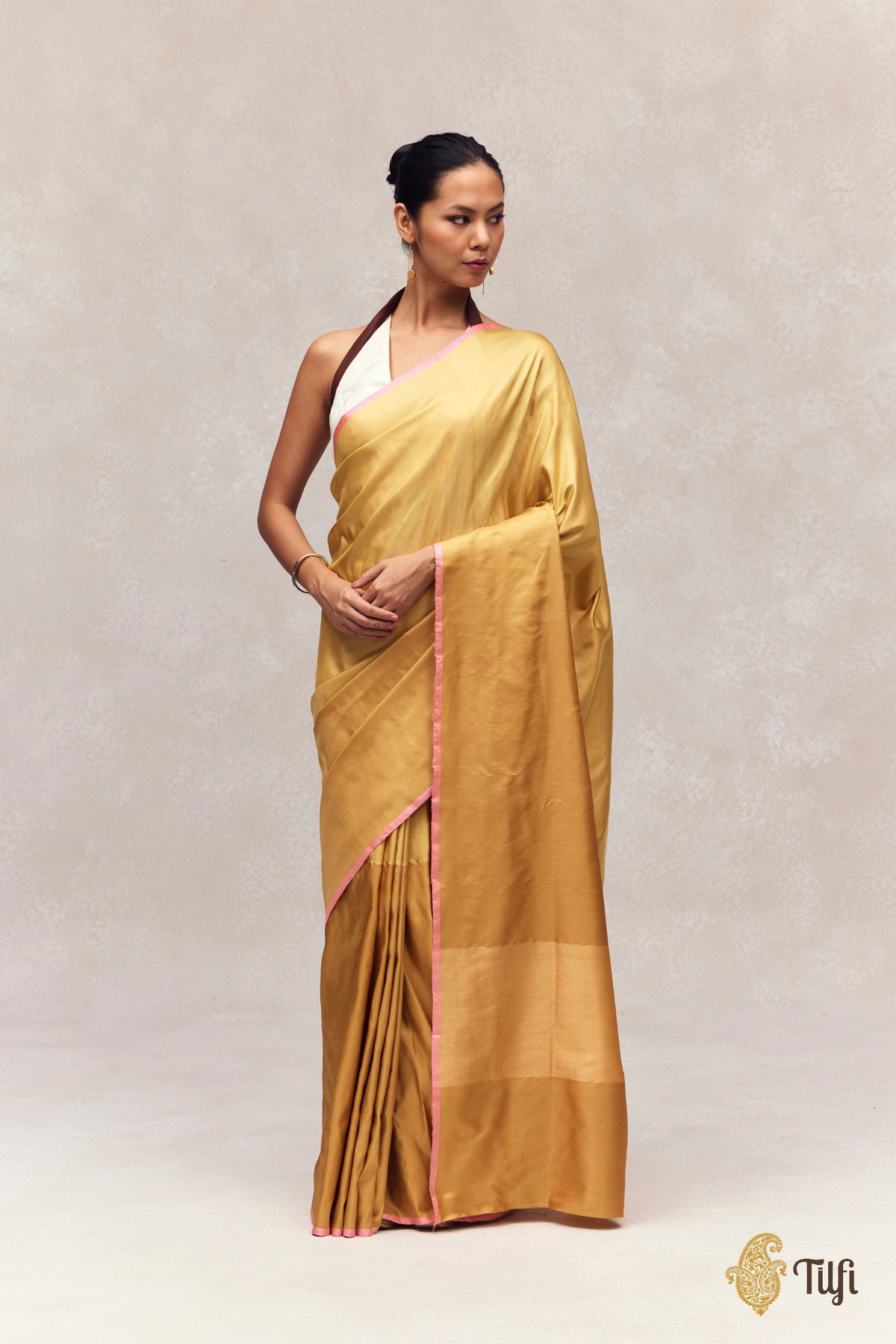 'Serenade' Yellow Pure Silk Twill Banarasi Handloom Saree