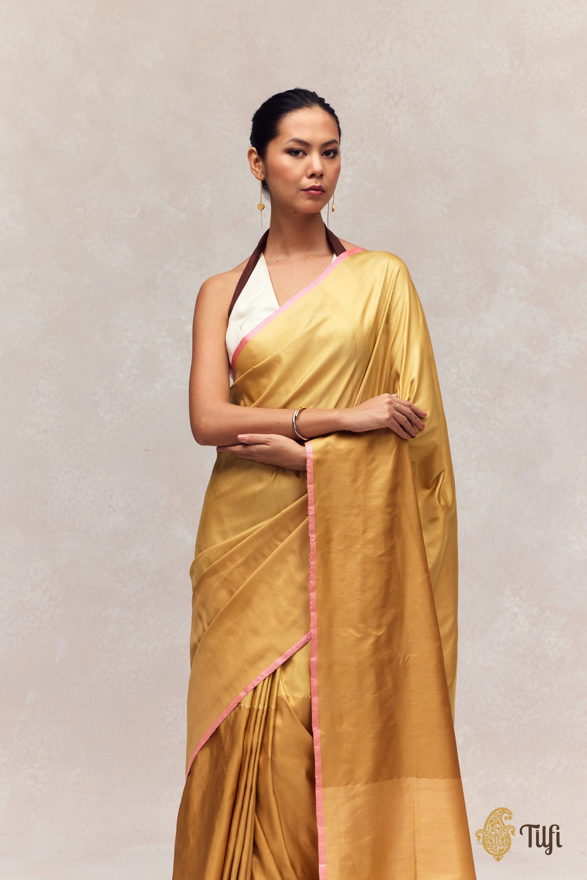 'Serenade' Yellow Pure Silk Twill Banarasi Handloom Saree