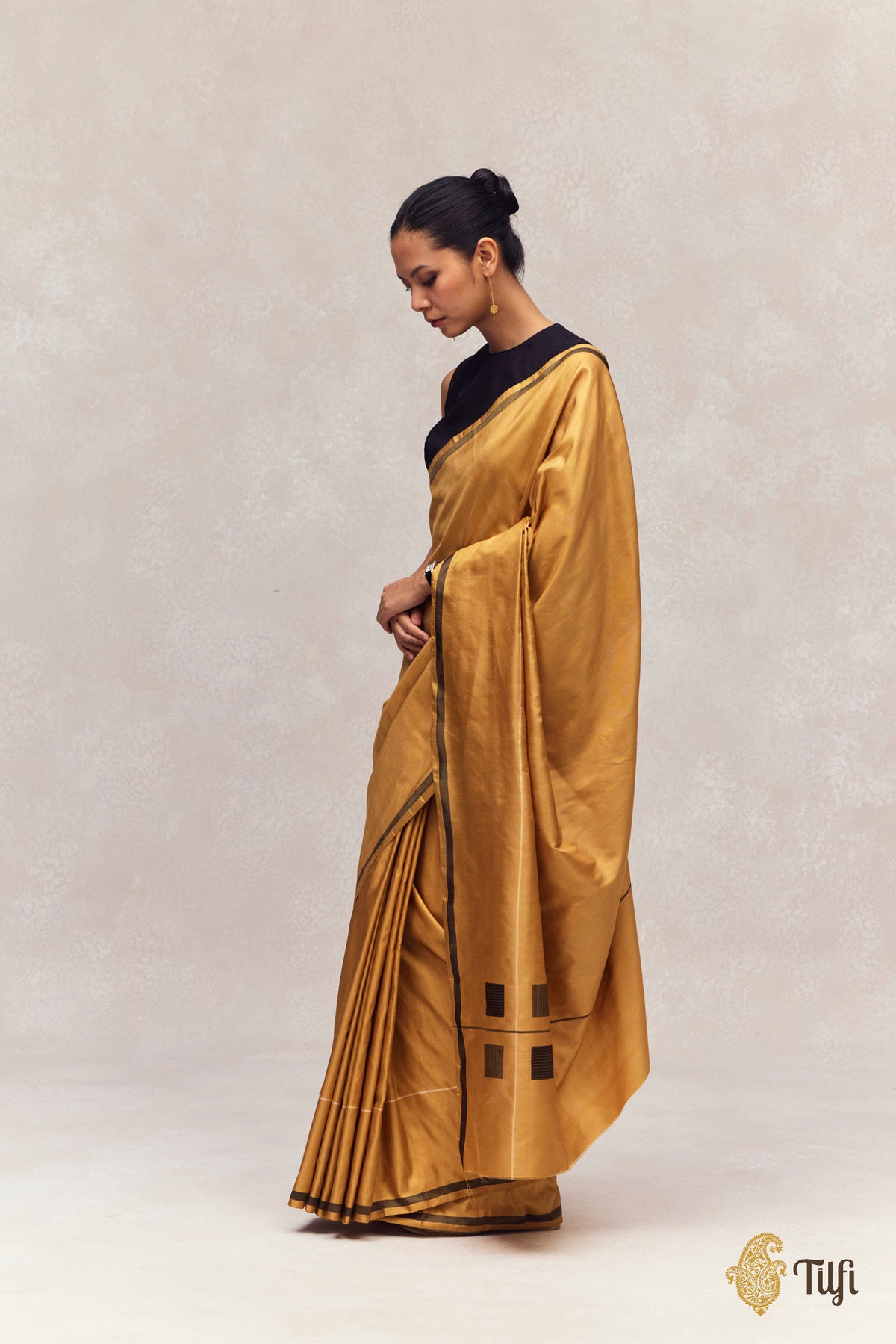 'Ballade' Mustard Yellow Pure Silk Twill Banarasi Handloom Saree