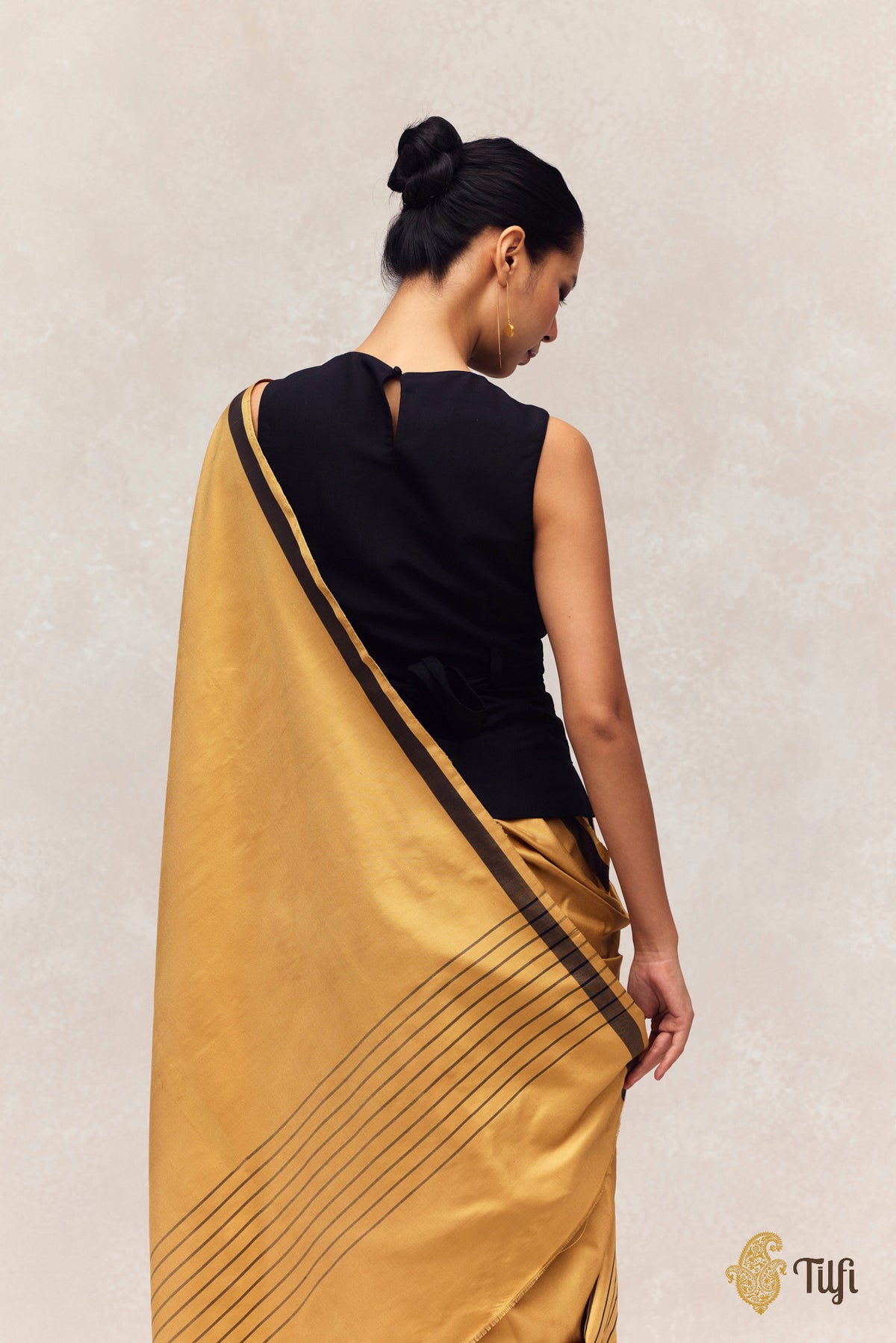 Pre-Order: 'Nocturne' Mustard Yellow Pure Silk Twill Banarasi Handloom Saree