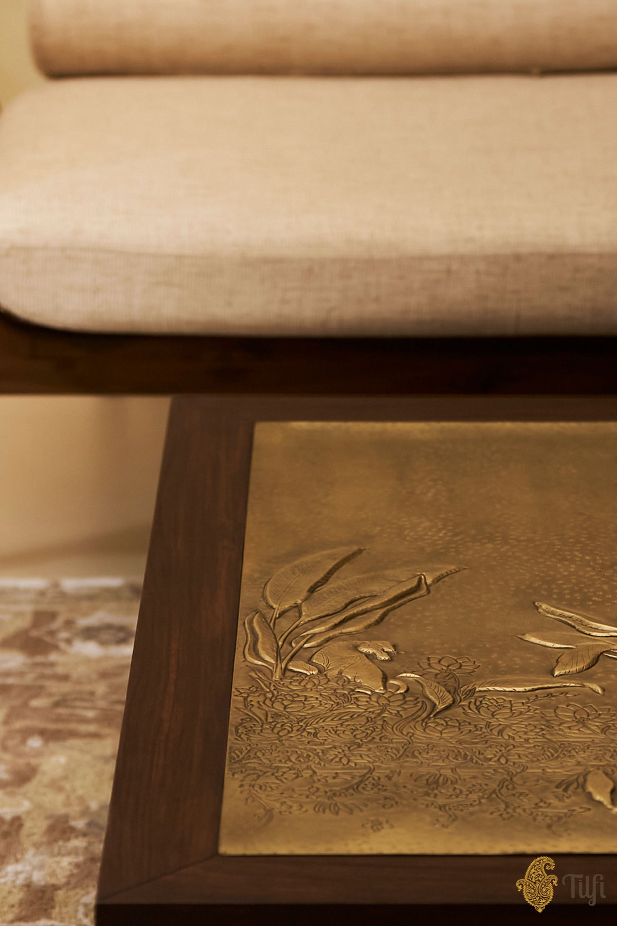 'Shikargah' Brass Metal Repoussé Coffee Table