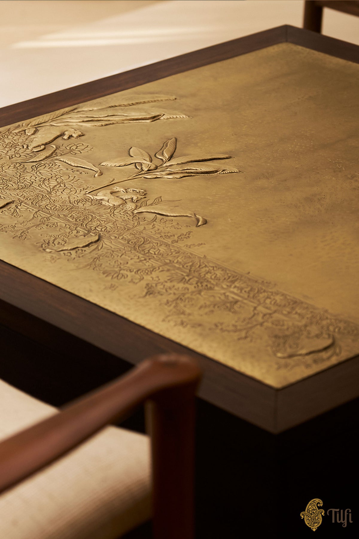 'Shikargah' Brass Metal Repoussé Coffee Table