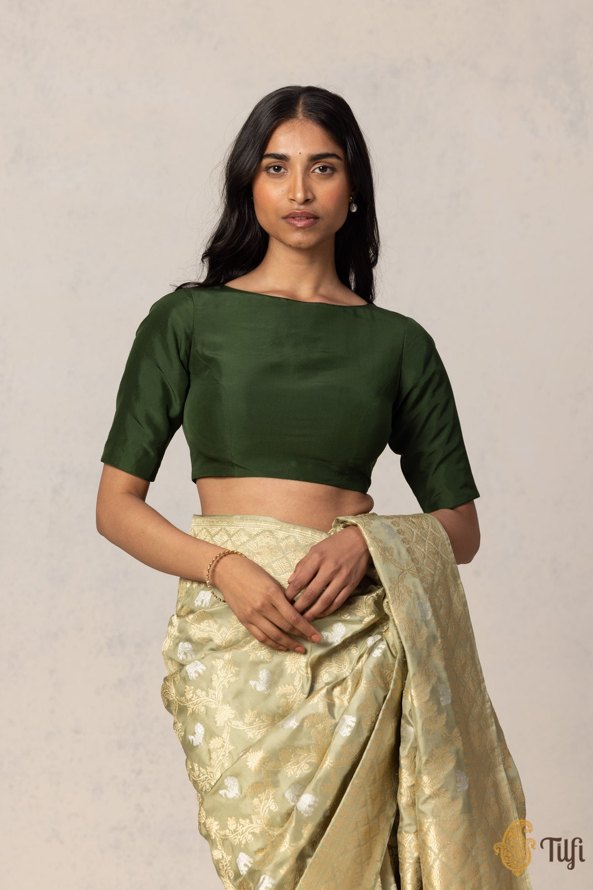 Green Pure Silk Essentials Blouse