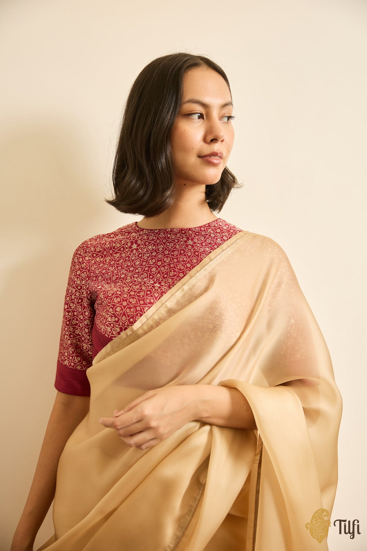 Maroon Pure Katan Silk Banarasi Handwoven Brocade Blouse