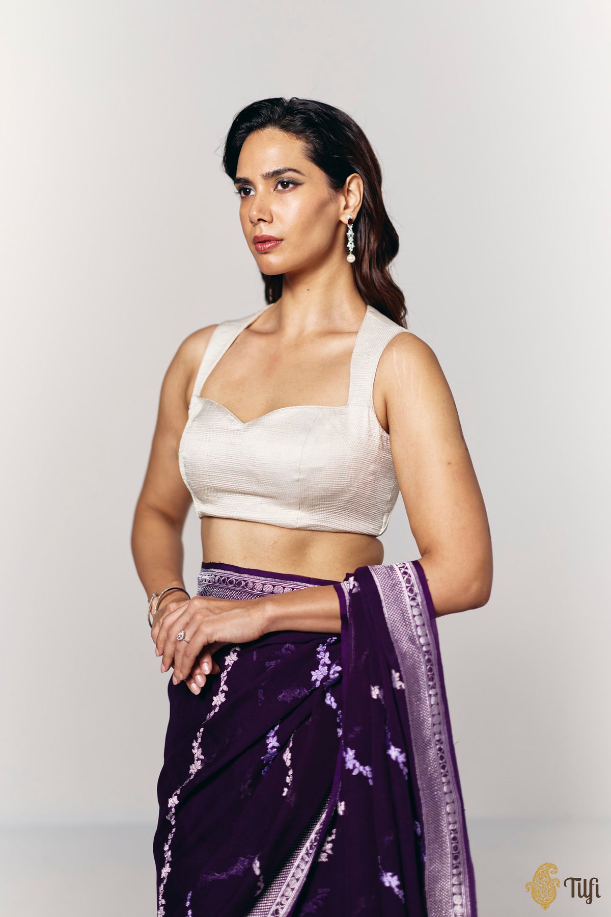 Silver Pure Katan Silk Banarasi Handloom Blouse